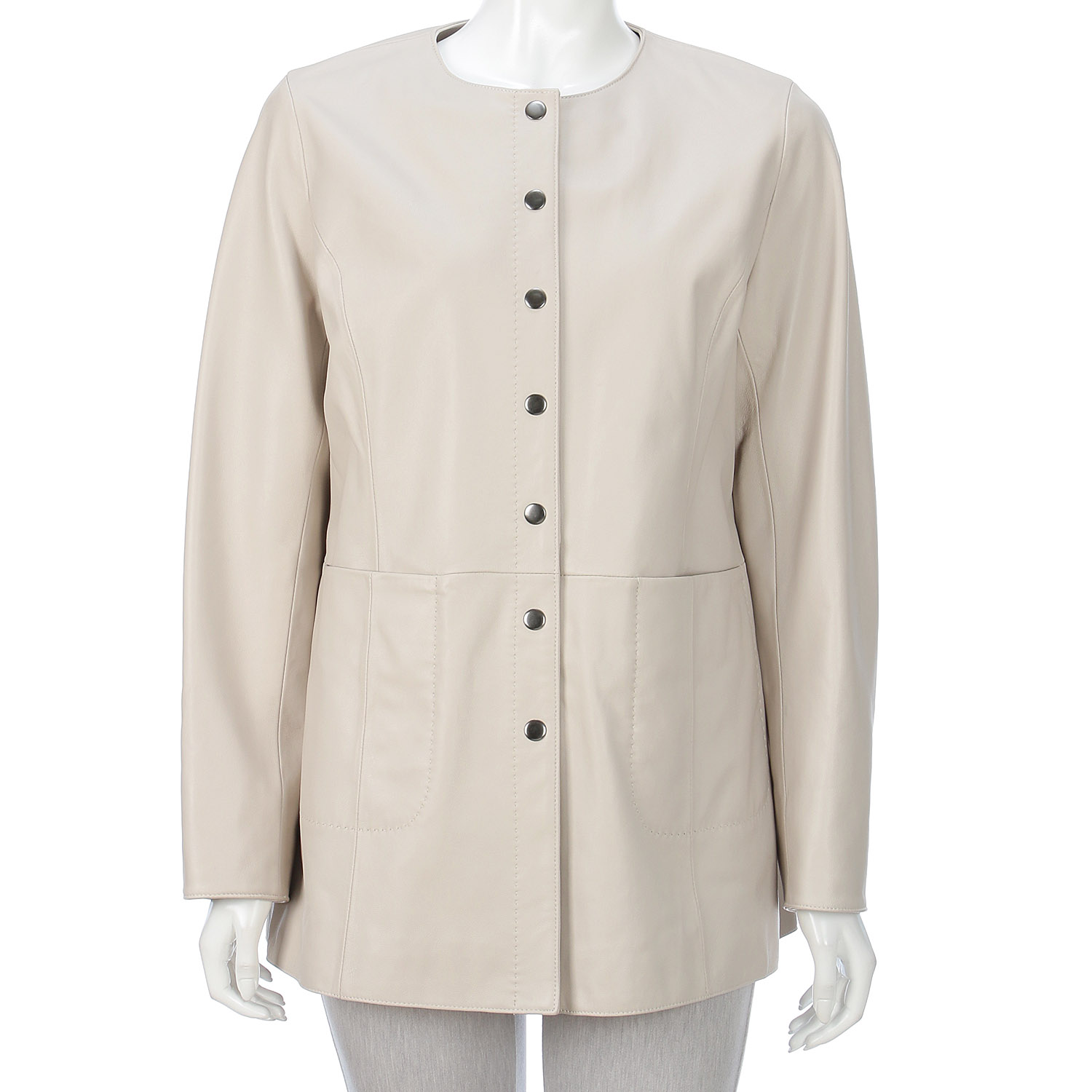 ラムレザーノーカラージャケット - 画像2