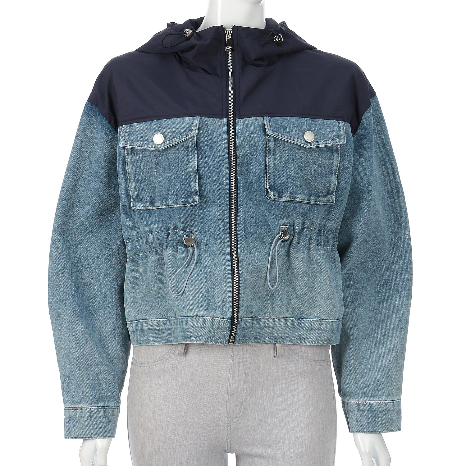 異素材切替デニムブルゾン - 画像6