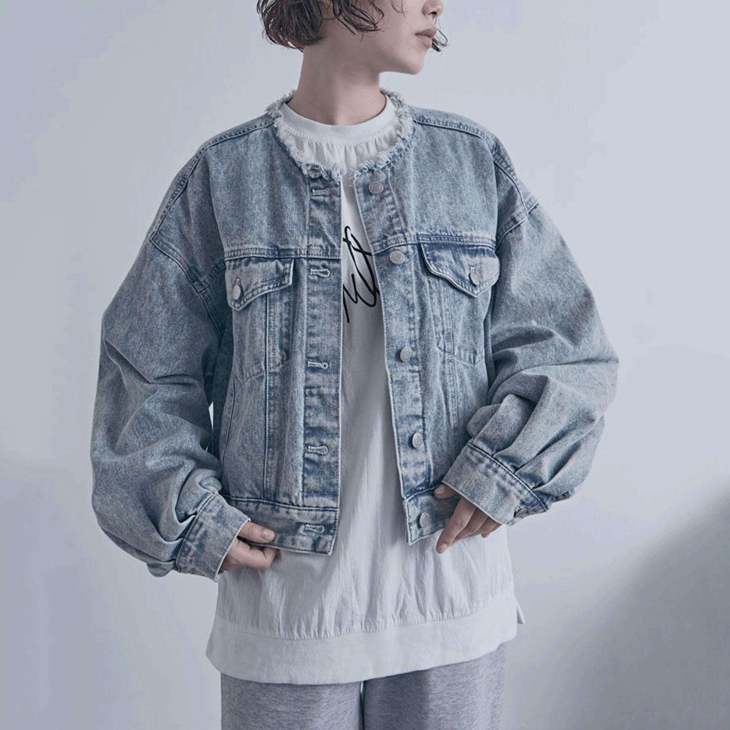 ノーカラーフリンジデニム - 画像4