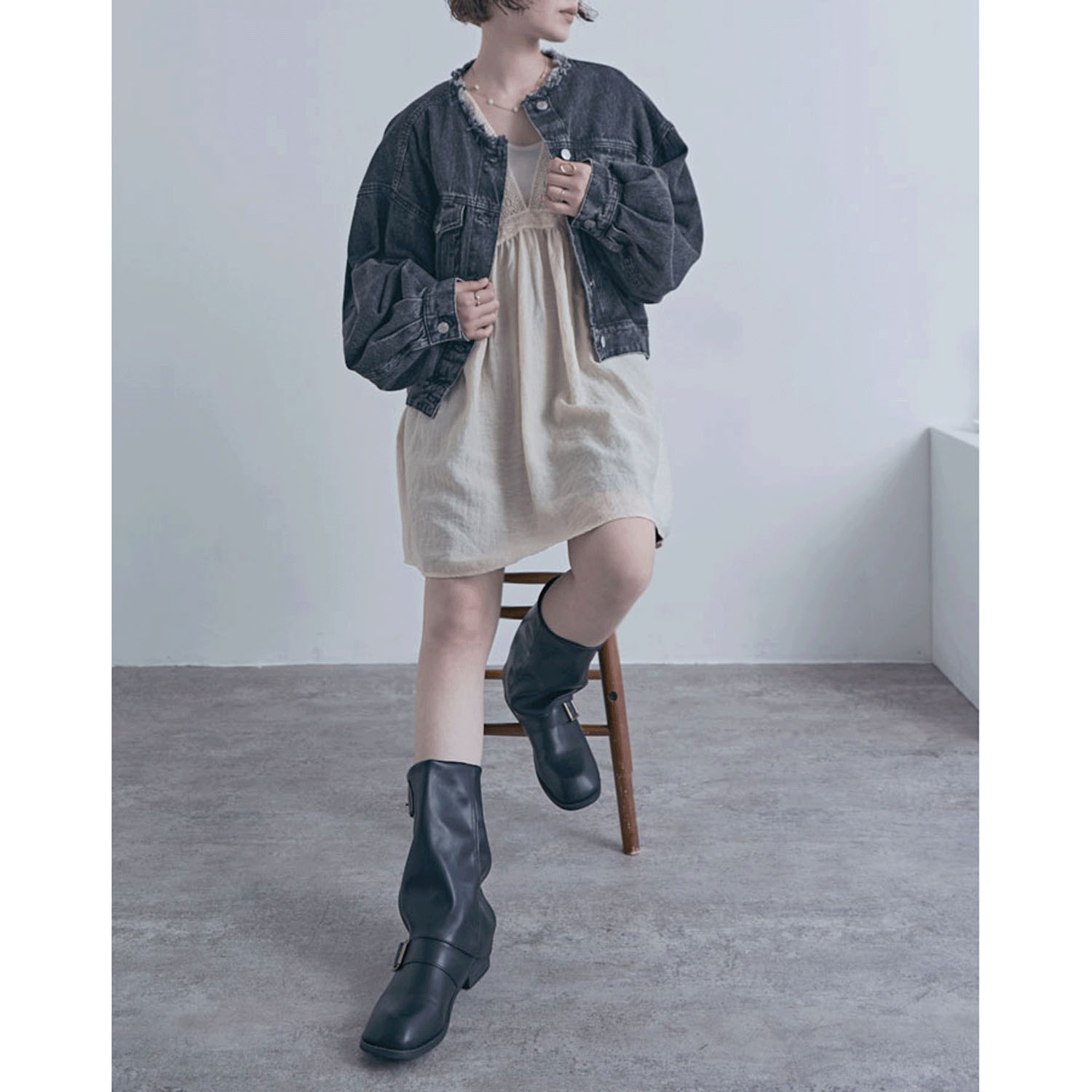 ノーカラーフリンジデニム - 画像6