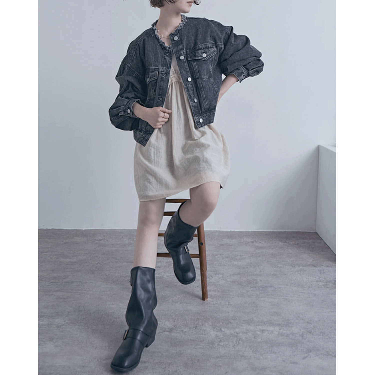 ノーカラーフリンジデニム - 画像9