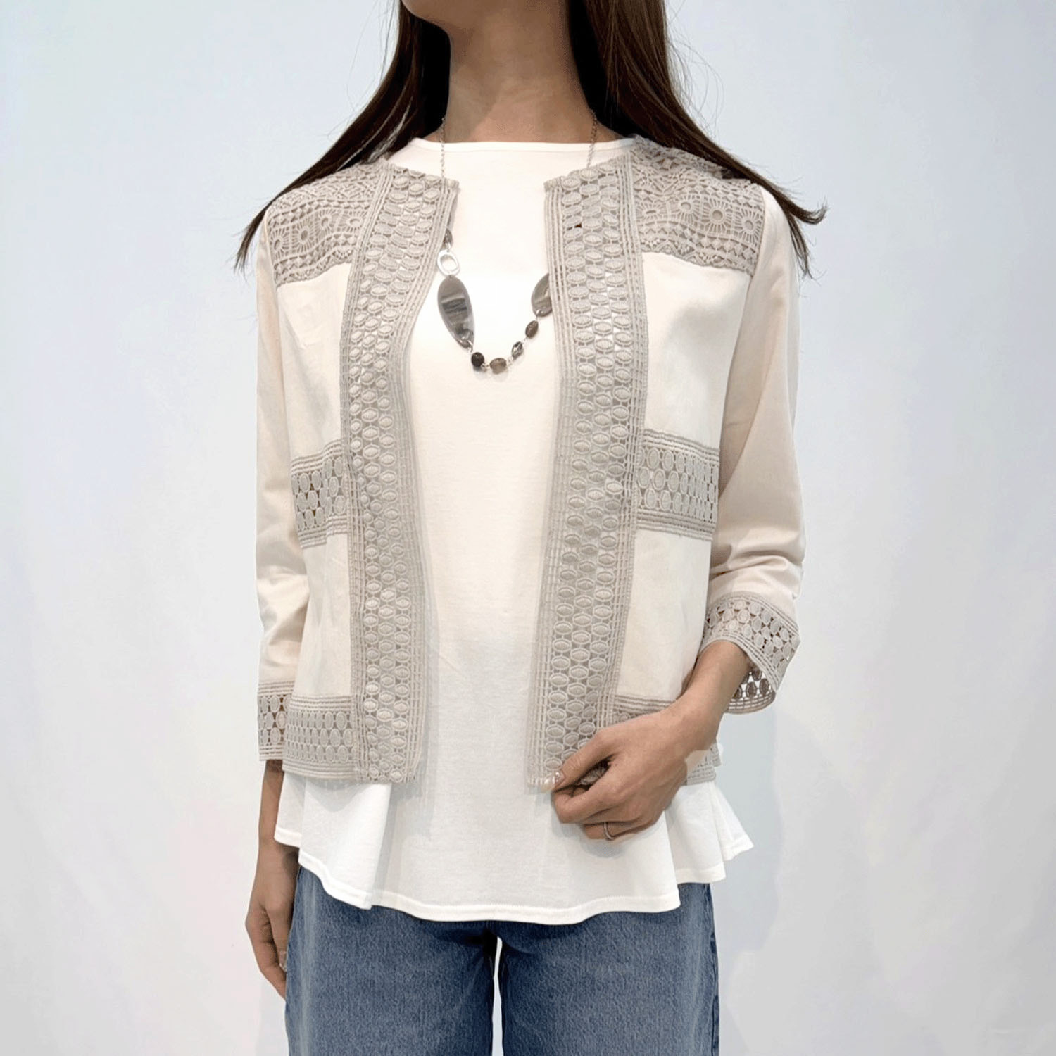 デニム調綿麻PUジャケット - 画像12