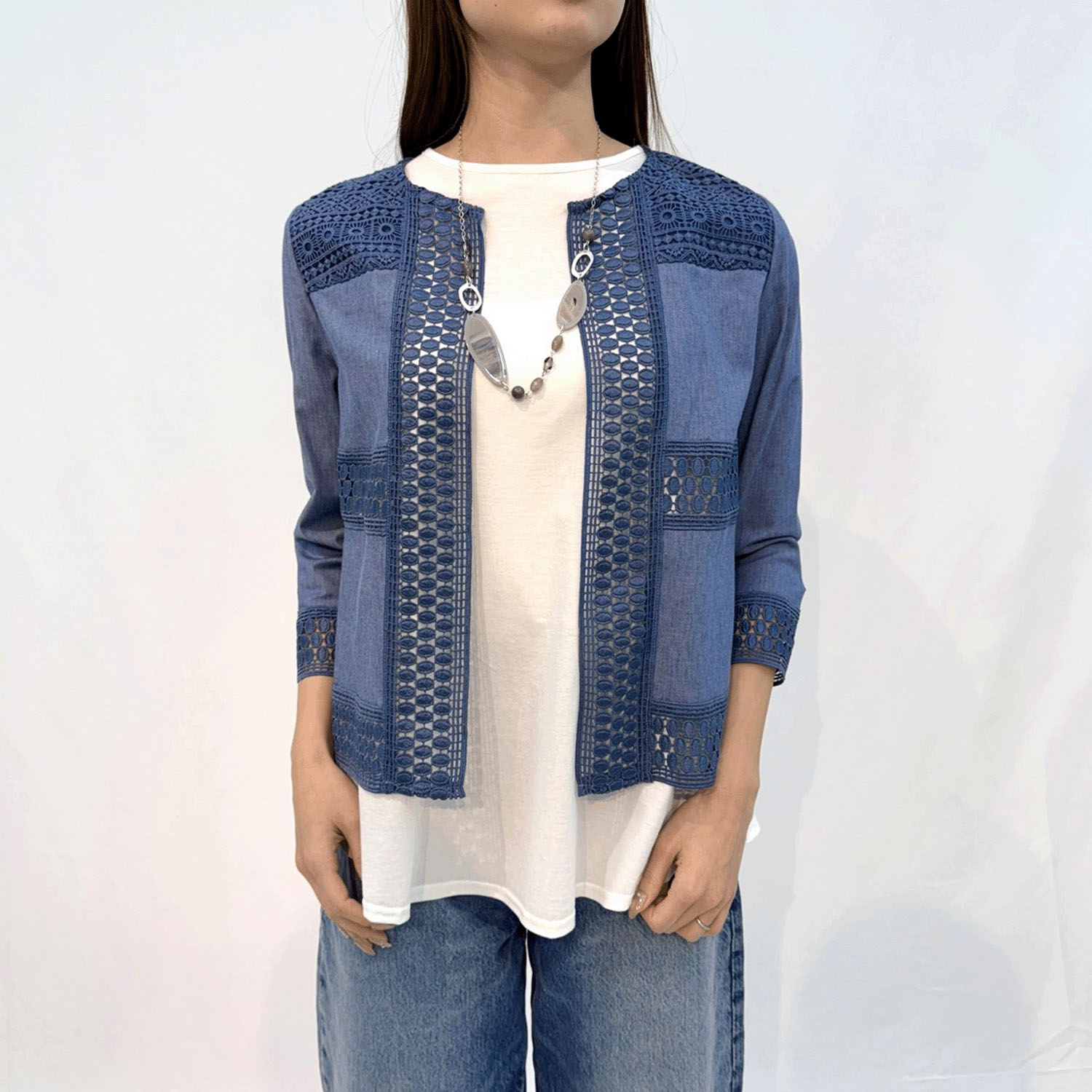 デニム調綿麻PUジャケット - 画像6