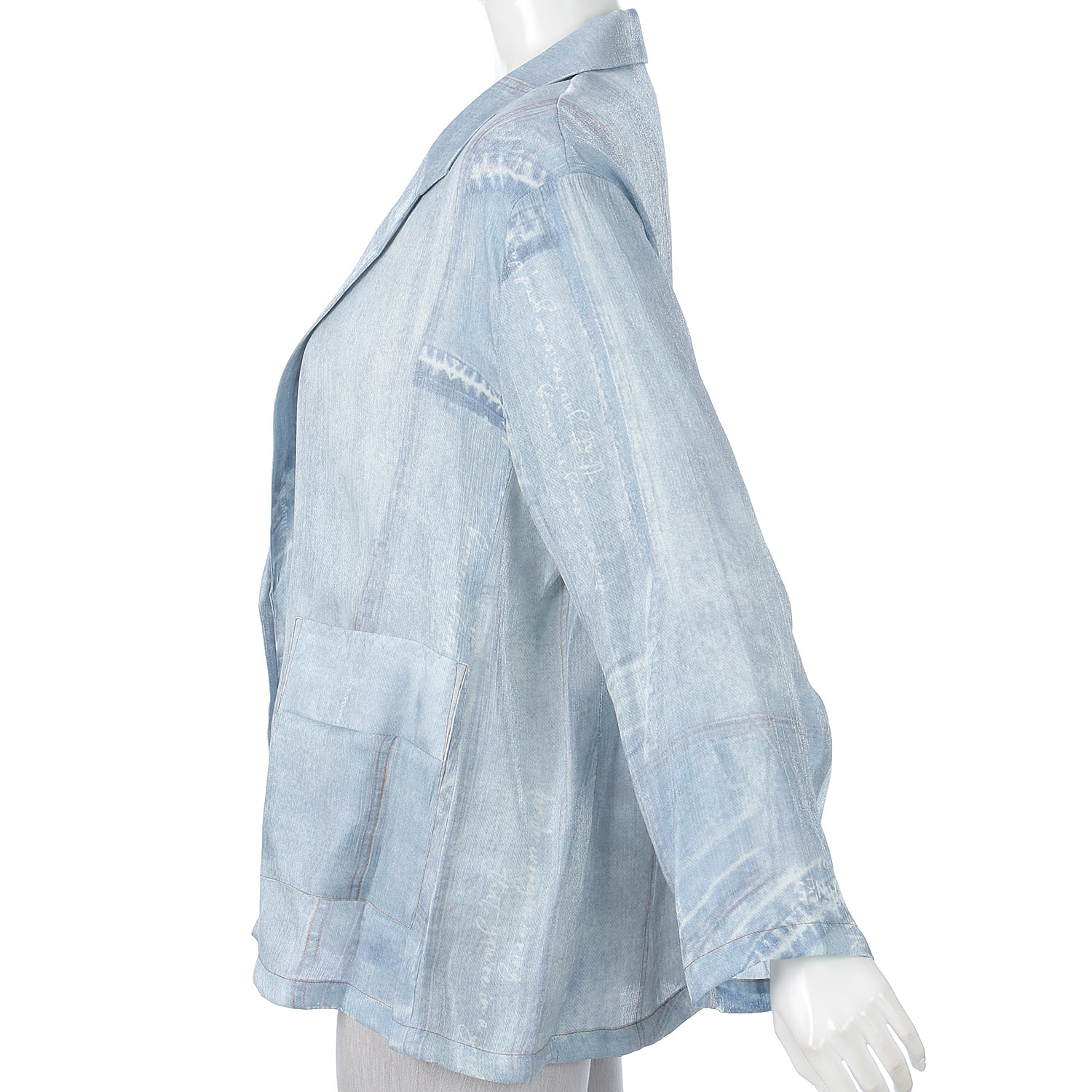 デニム風プリントテーラージャケット - 画像2