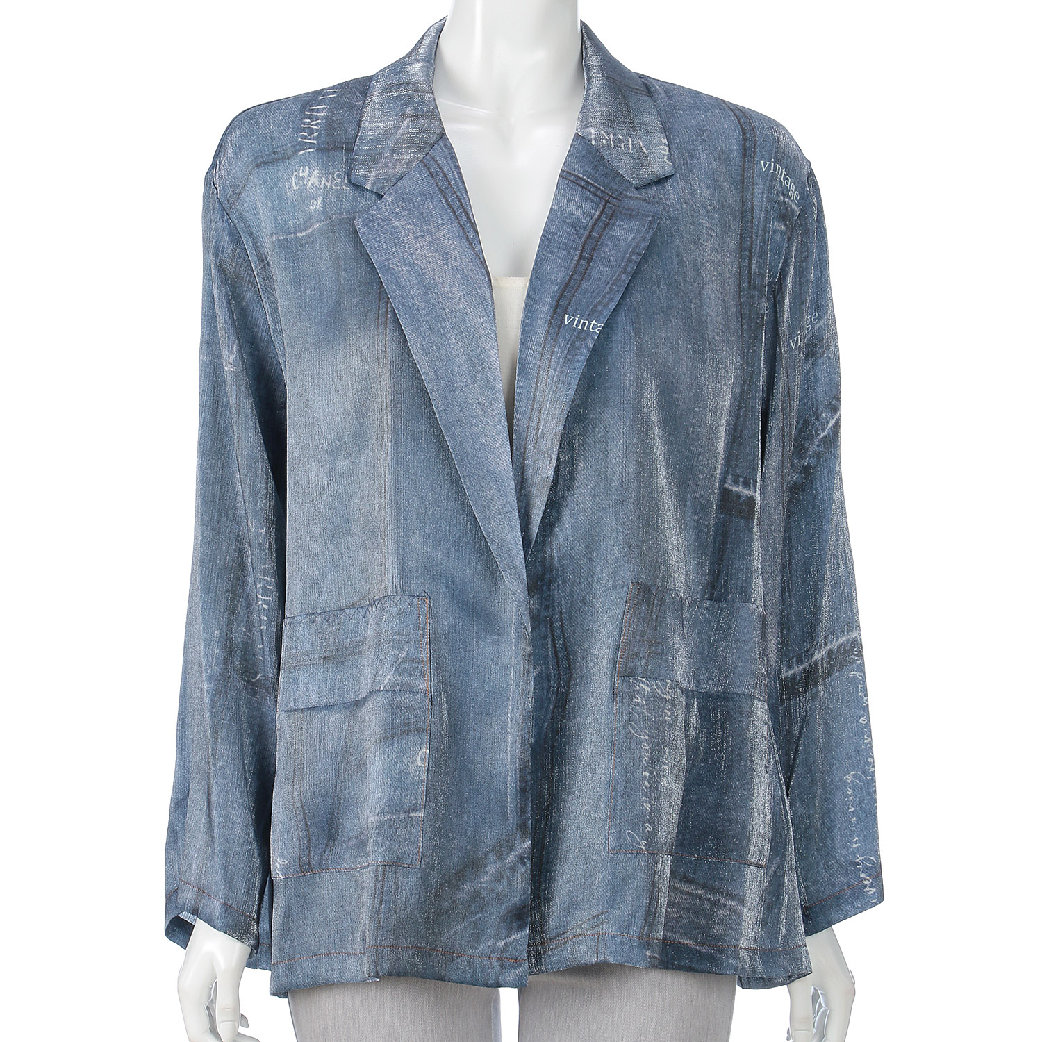 デニム風プリントテーラージャケット - 画像5