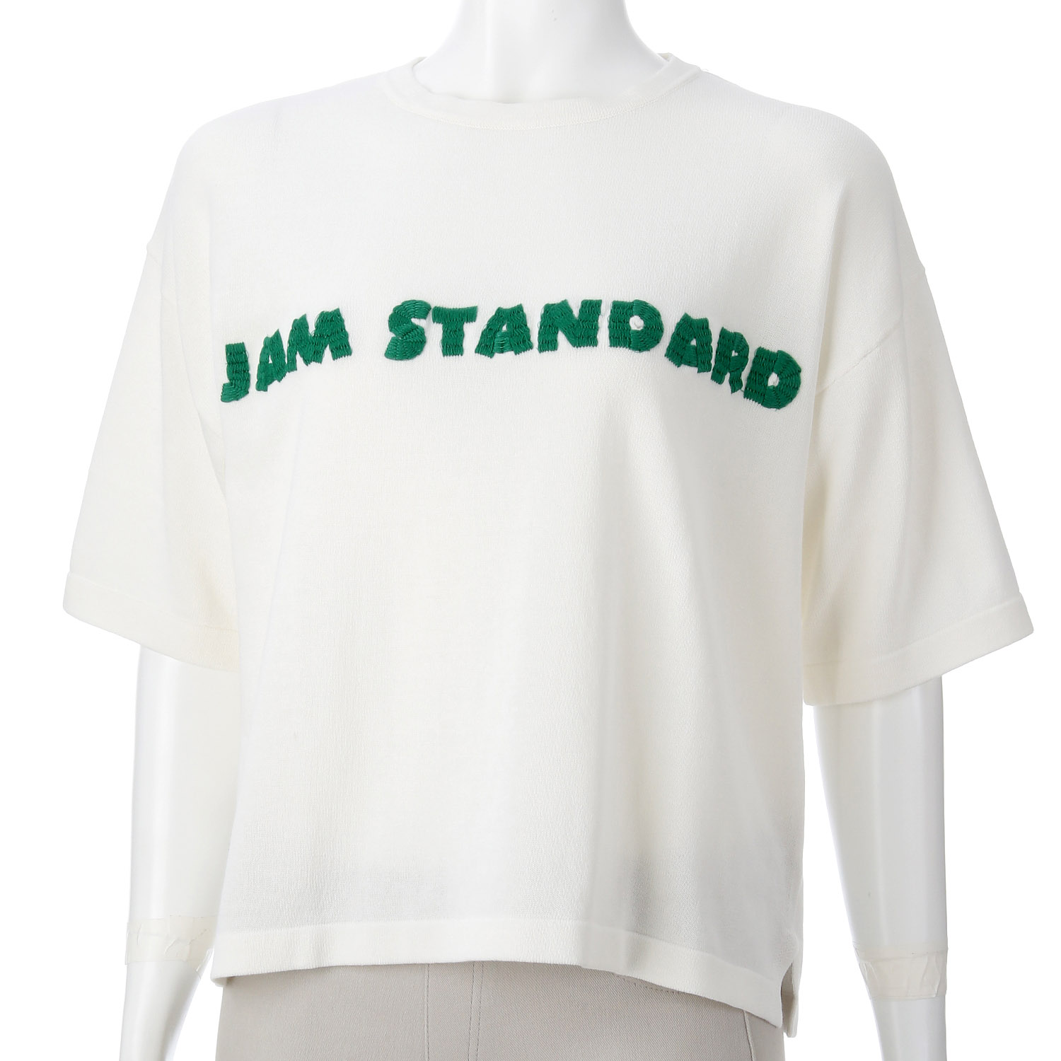 mao made ロゴ刺繍5分袖ニットTEE - 画像5