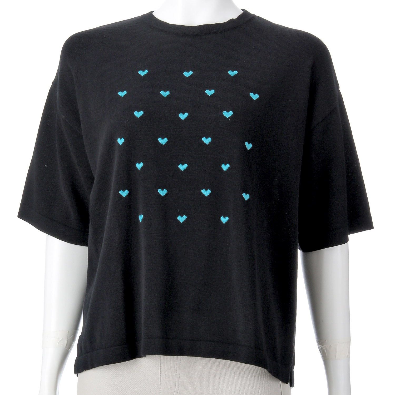 mao made ハート刺繍5分袖ニットTEE - 画像3