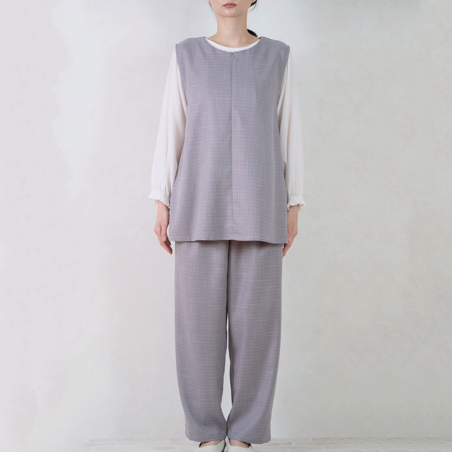 【Insta Live】le ciel ツイード調無地セットアップ（ジレ・パンツ） - 画像1