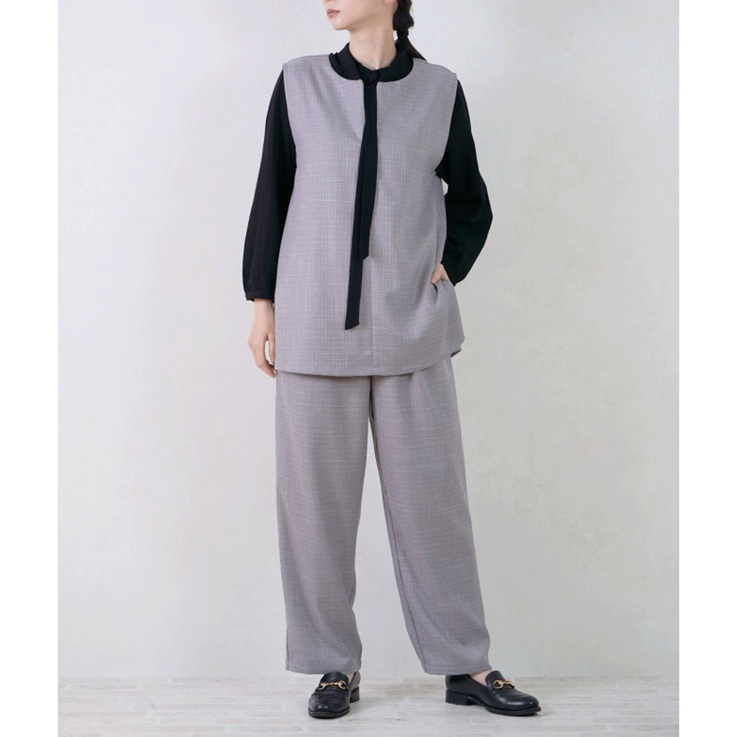 【Insta Live】le ciel ツイード調無地セットアップ（ジレ・パンツ）