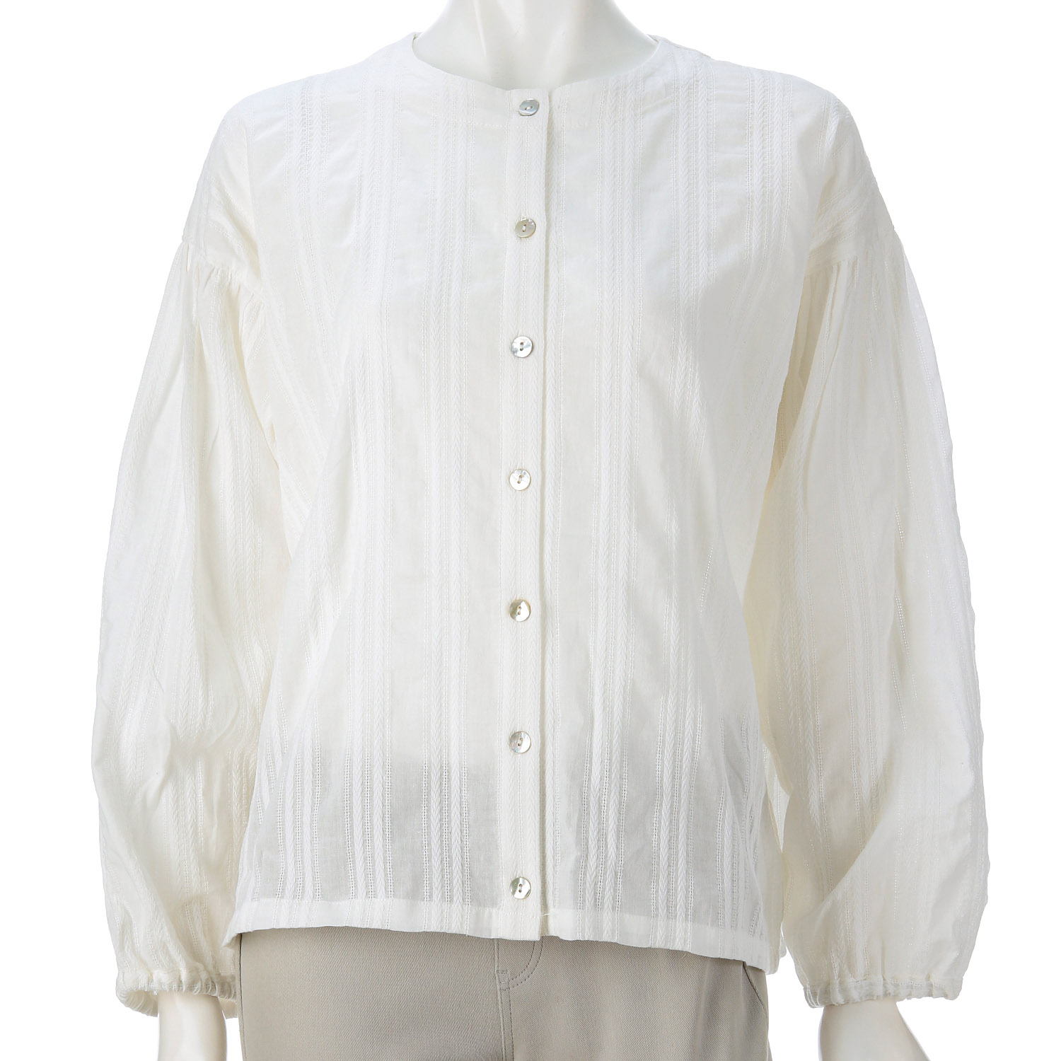 le ciel コットンコンドビースストライプブラウス - 画像4