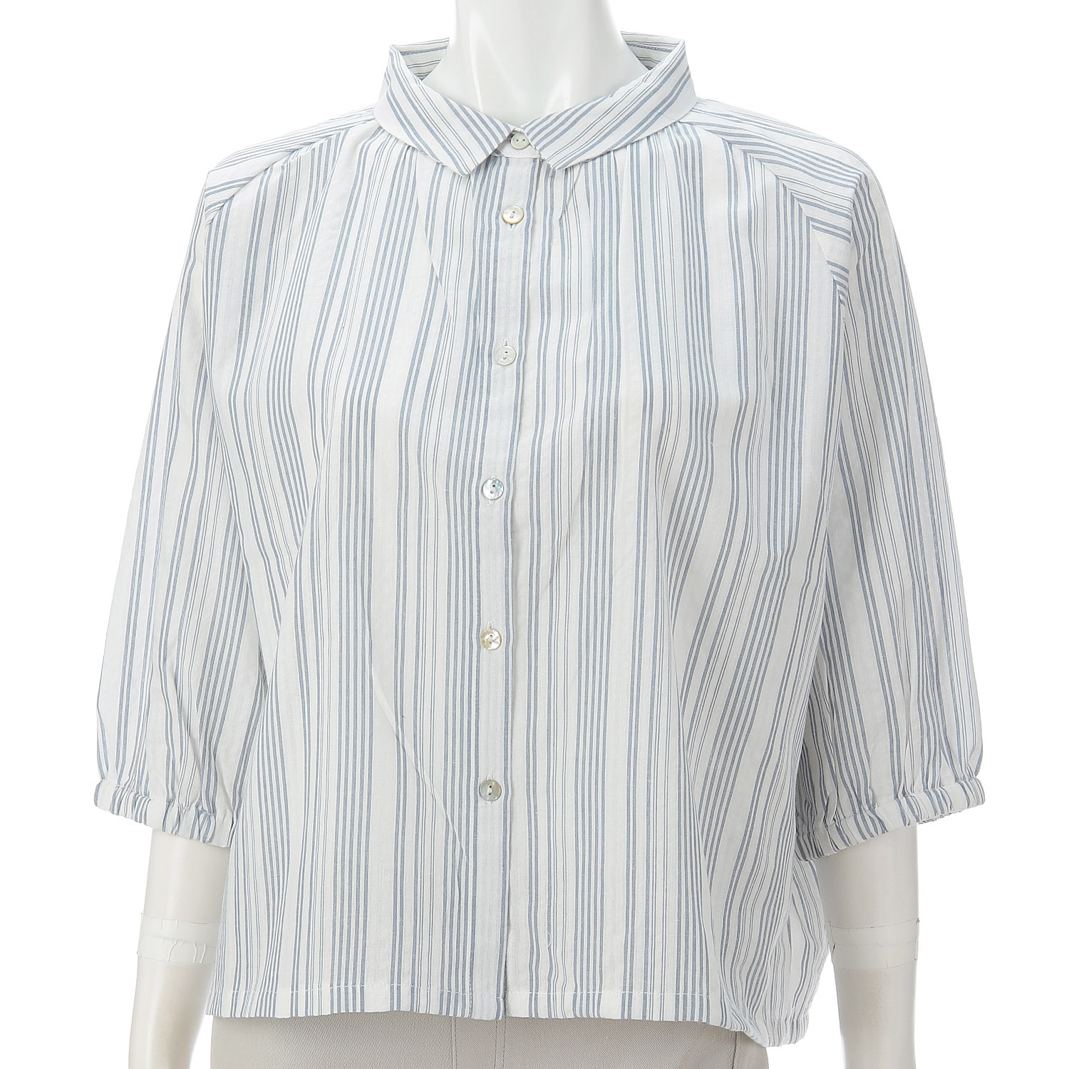 le ciel de demain 綿混ランダムサッカーストライプブラウス - 画像4