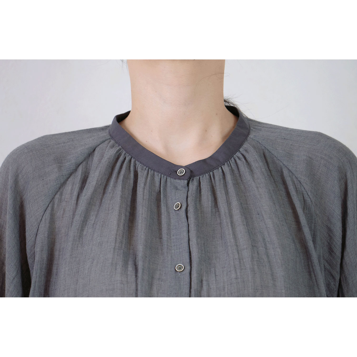 le ciel a tempsdoux 綿混シャンブレーブラウス - 画像5