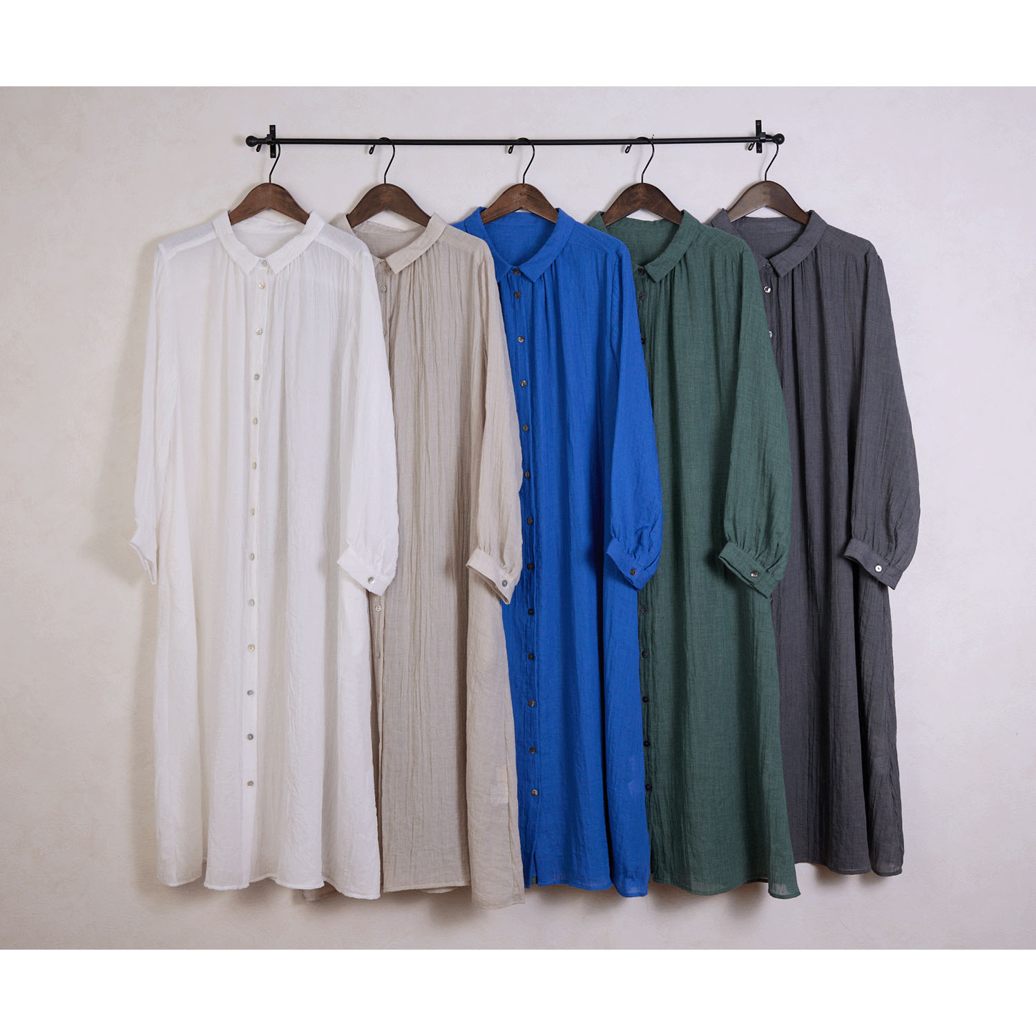 le ciel a tempsdoux 綿混ガーゼシャンブレーワンピース - 画像2