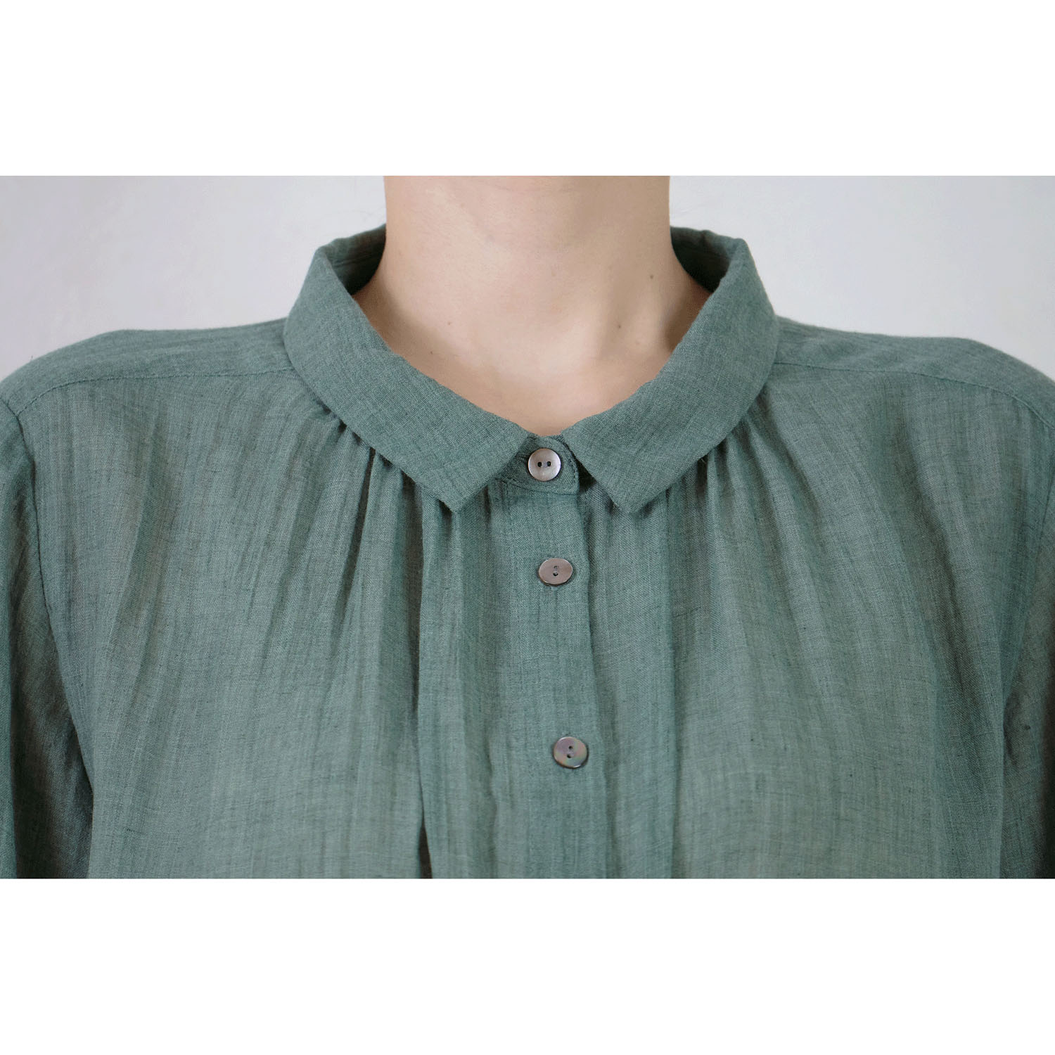 le ciel a tempsdoux 綿混ガーゼシャンブレーワンピース - 画像7