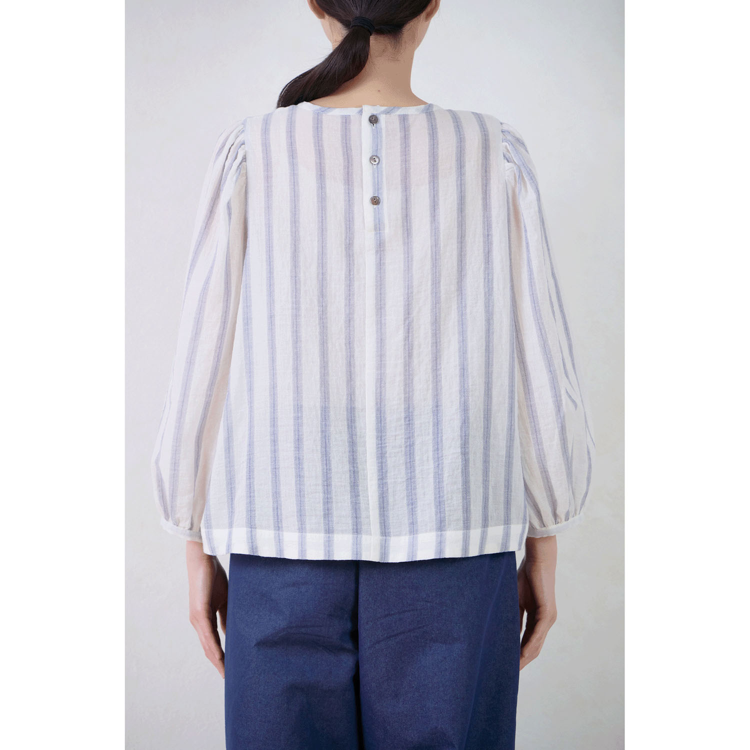le ciel a tempsdoux 先染めストライプブラウス - 画像7