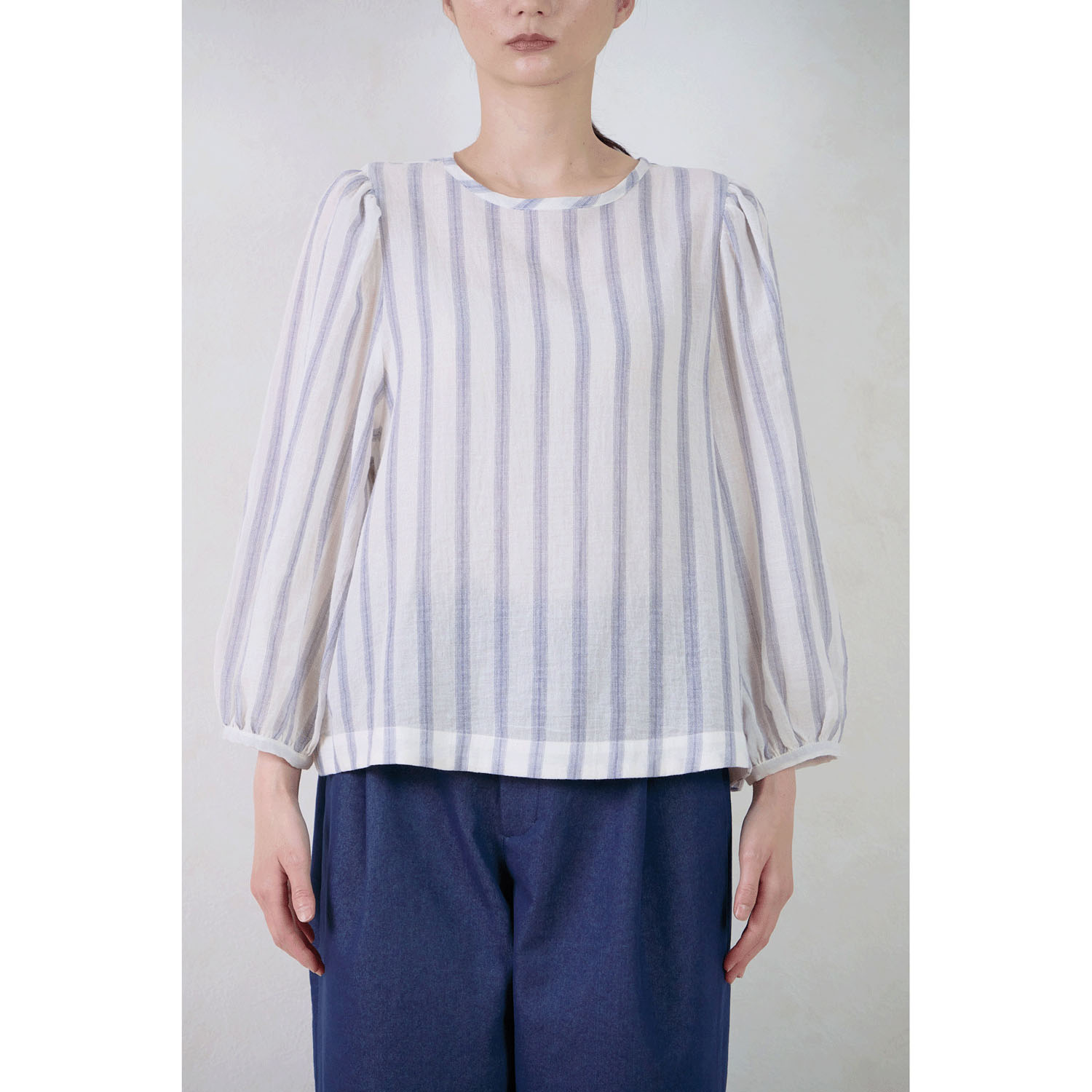 le ciel a tempsdoux 先染めストライプブラウス - 画像1