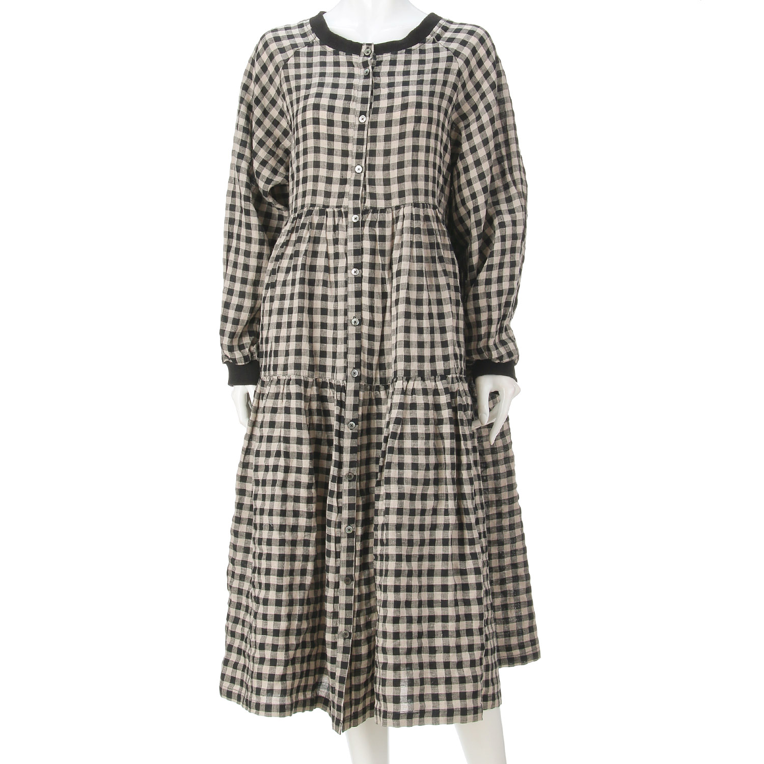 ubasoku リブ付きラグラン袖3段切替2ウェイティアードワンピース - 画像6