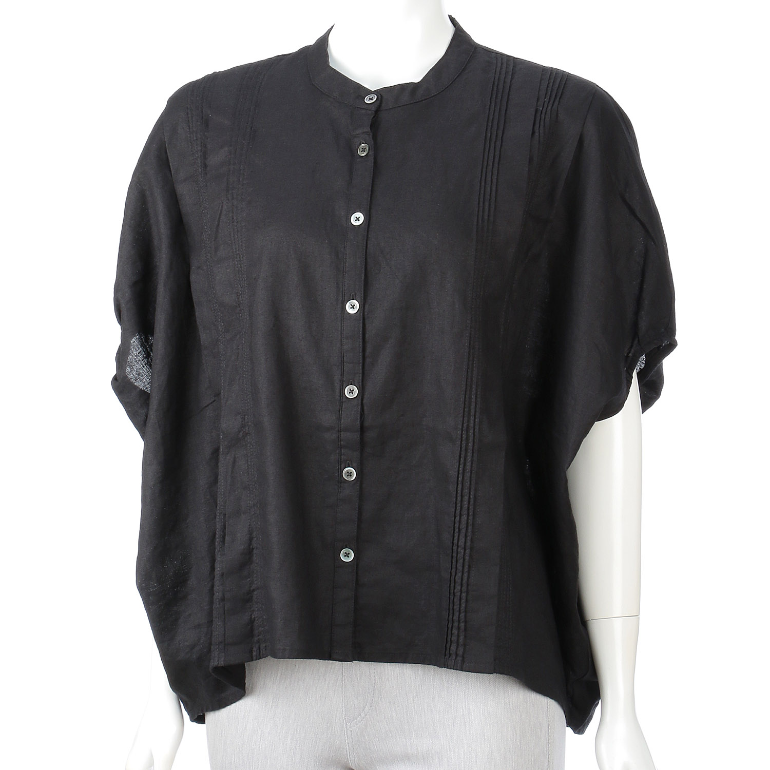 ubasoku バンドカラー縦ピンタック加工本貝釦プルオーバー - 画像14