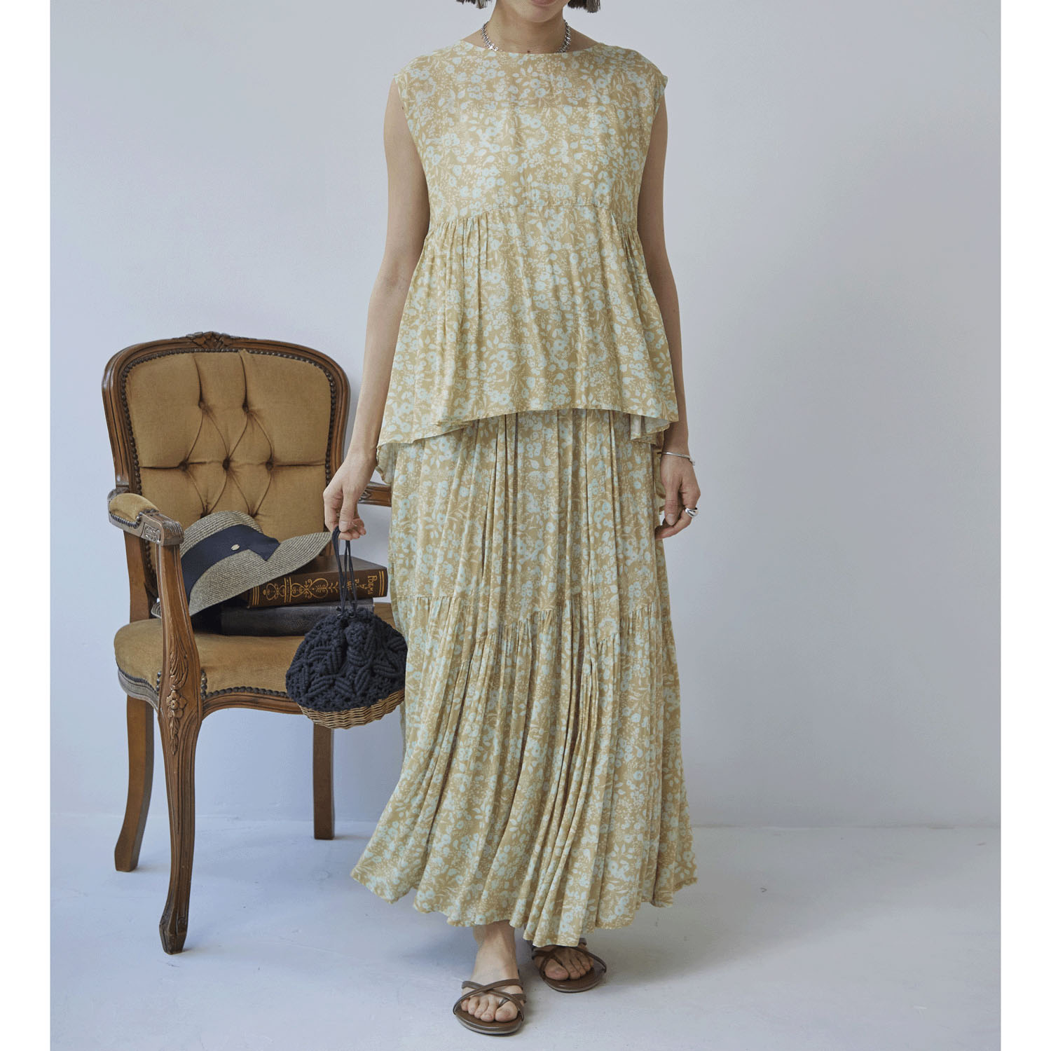 【Insta Live】Fanaka 抜染小花オリジナルプリントフレアーキャミソール - 画像1