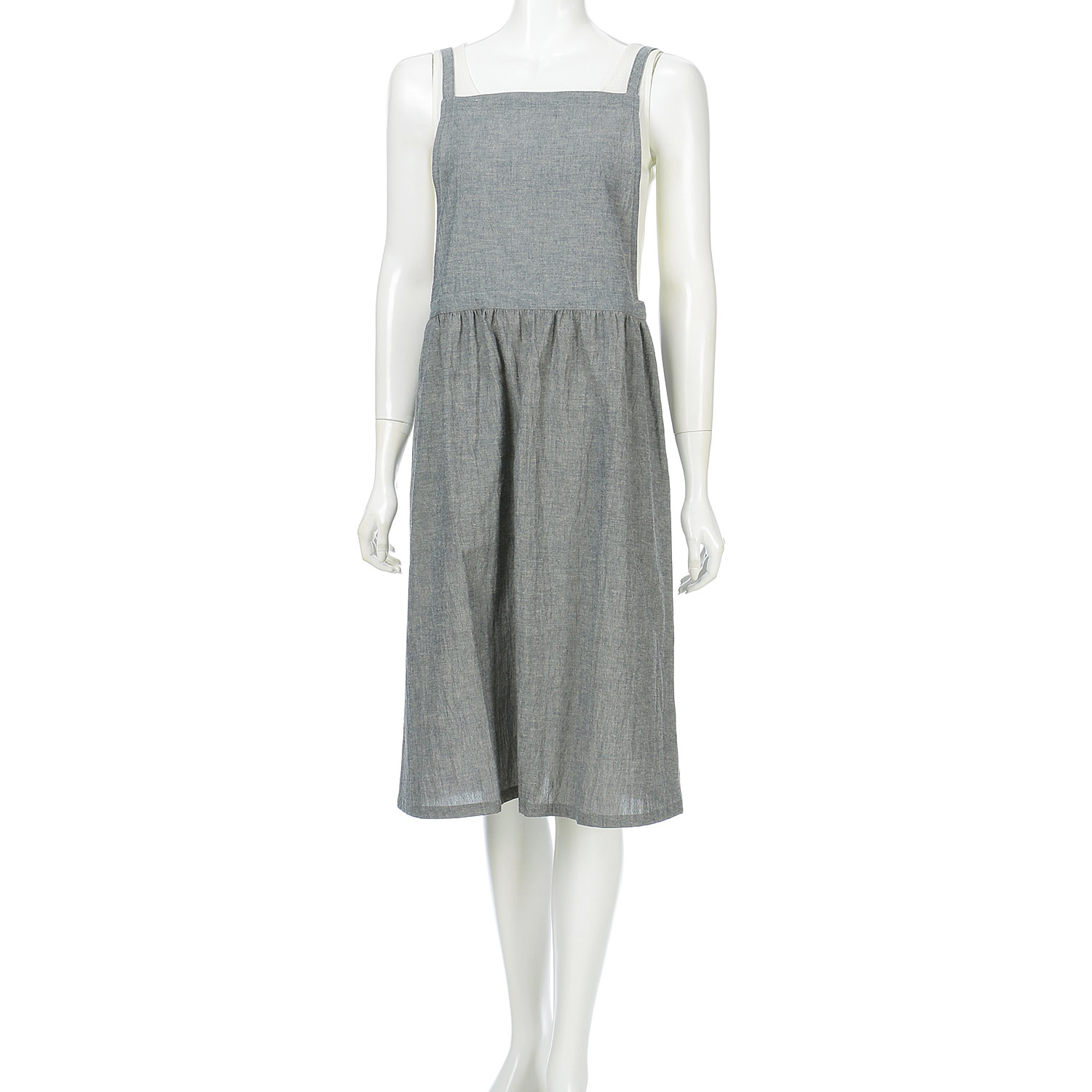 【ETONET限定】homeworking 綿麻ダンガリーギャザークロスエプロン - 画像2