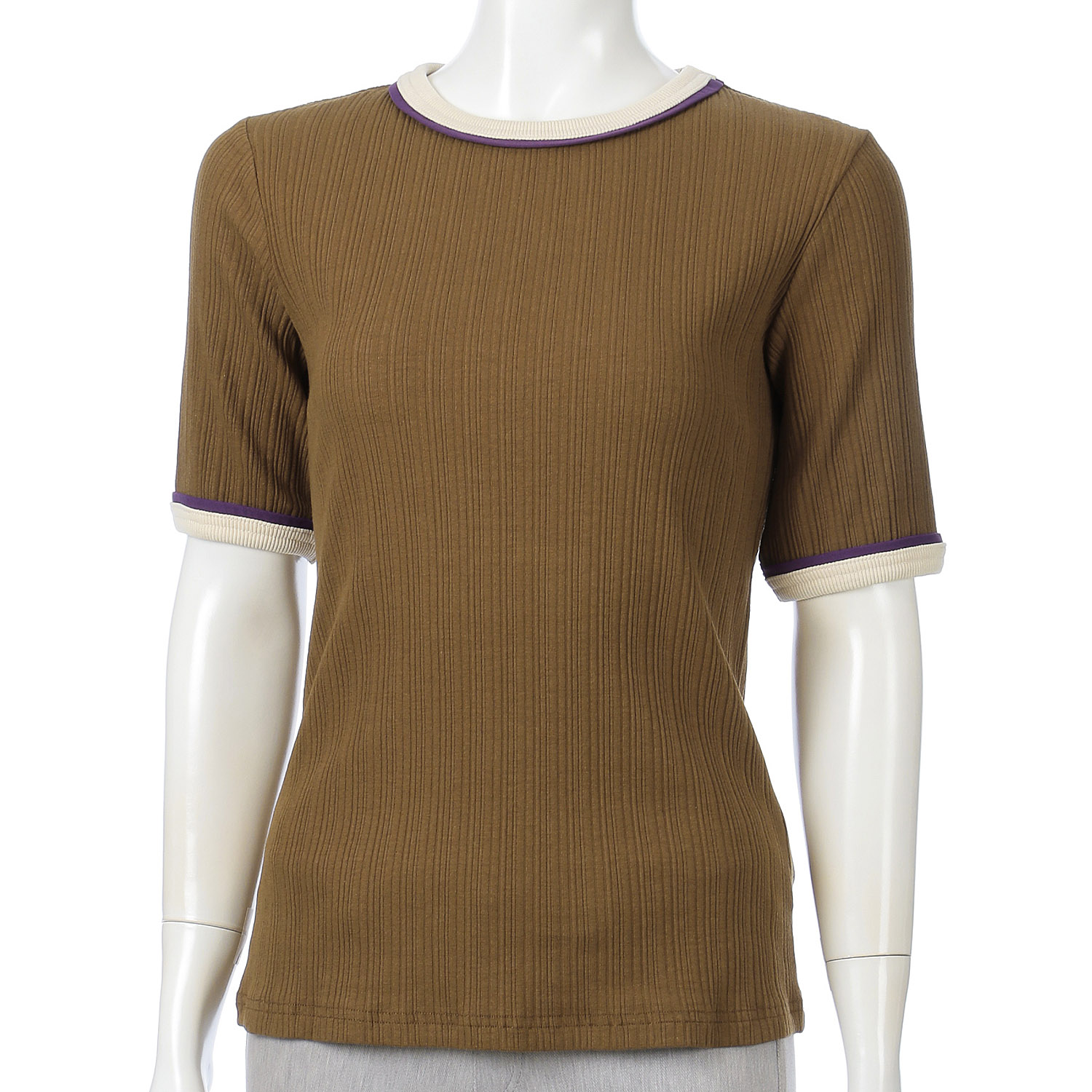 alee 配色リブ5分袖Tee - 画像1