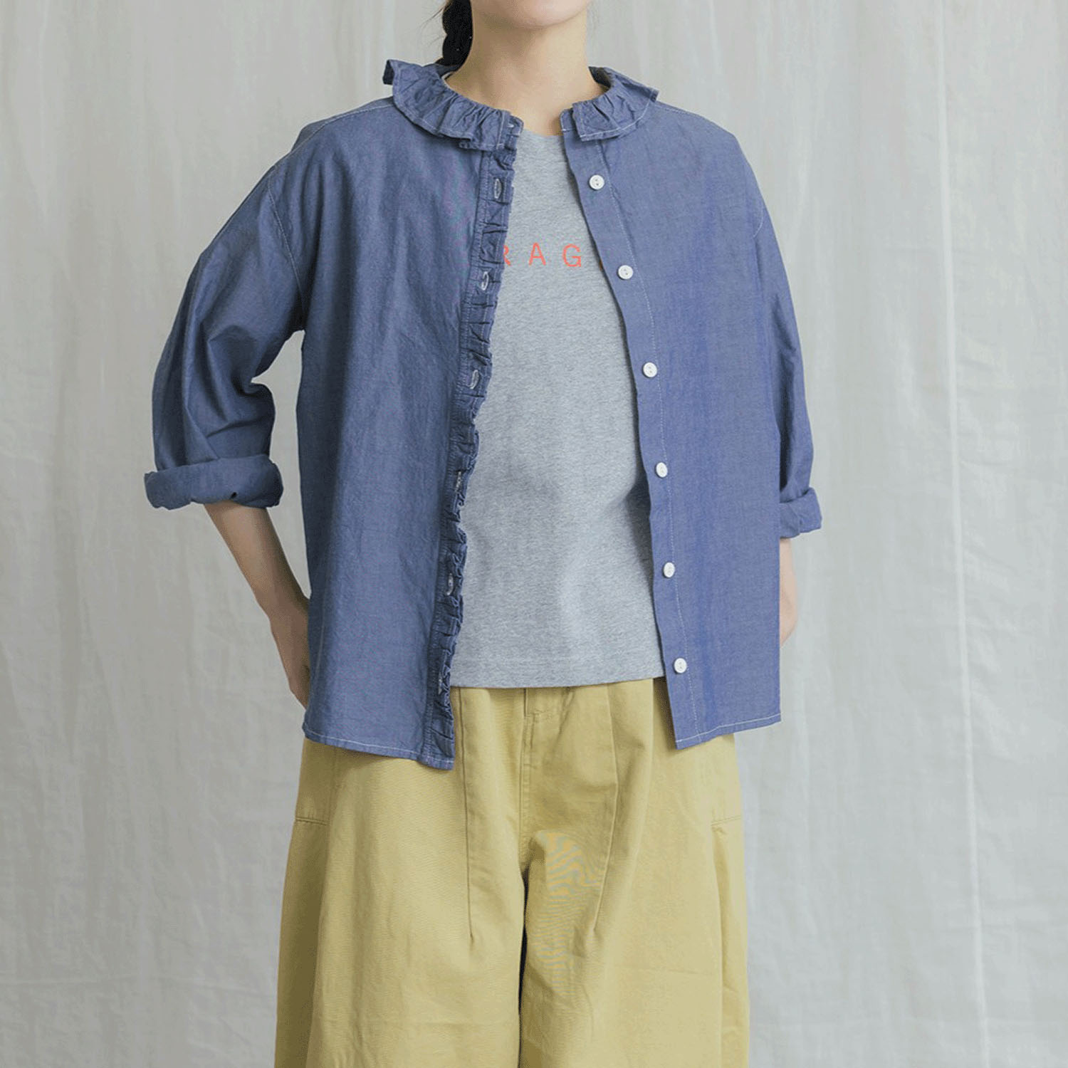 【Insta Live】【新ブランド】VAMU フリルカラーブラウス