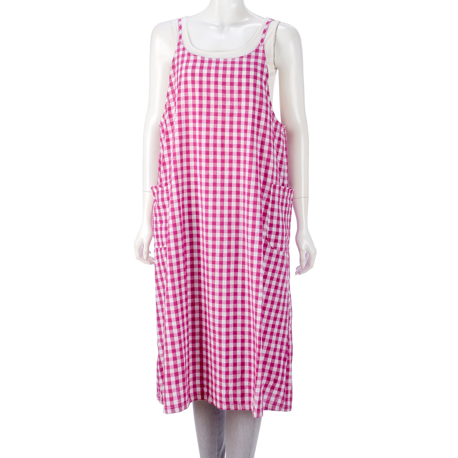 【ETONET限定】homeworking ギンガムギャザーエプロンワンピース - 画像2