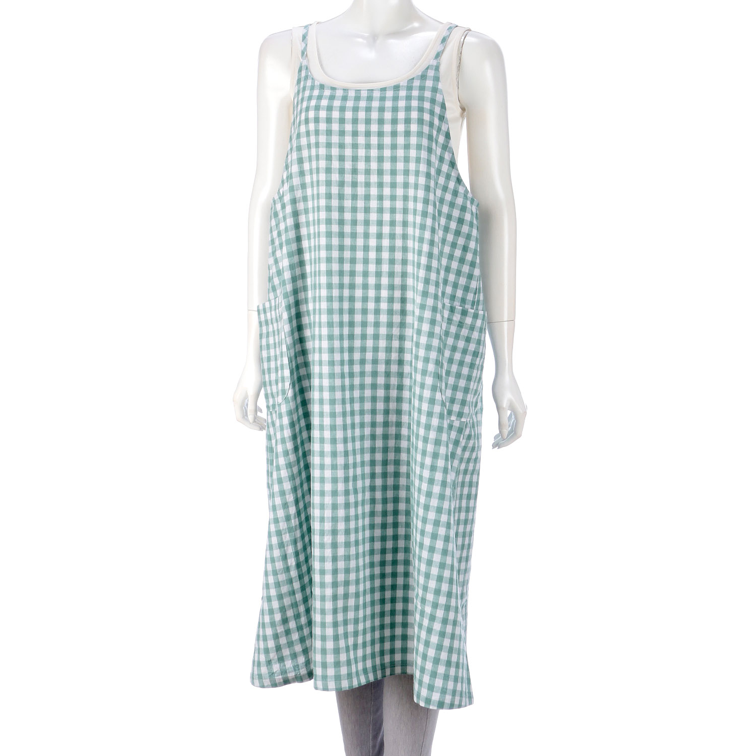 【ETONET限定】homeworking ギンガムギャザーエプロンワンピース - 画像6