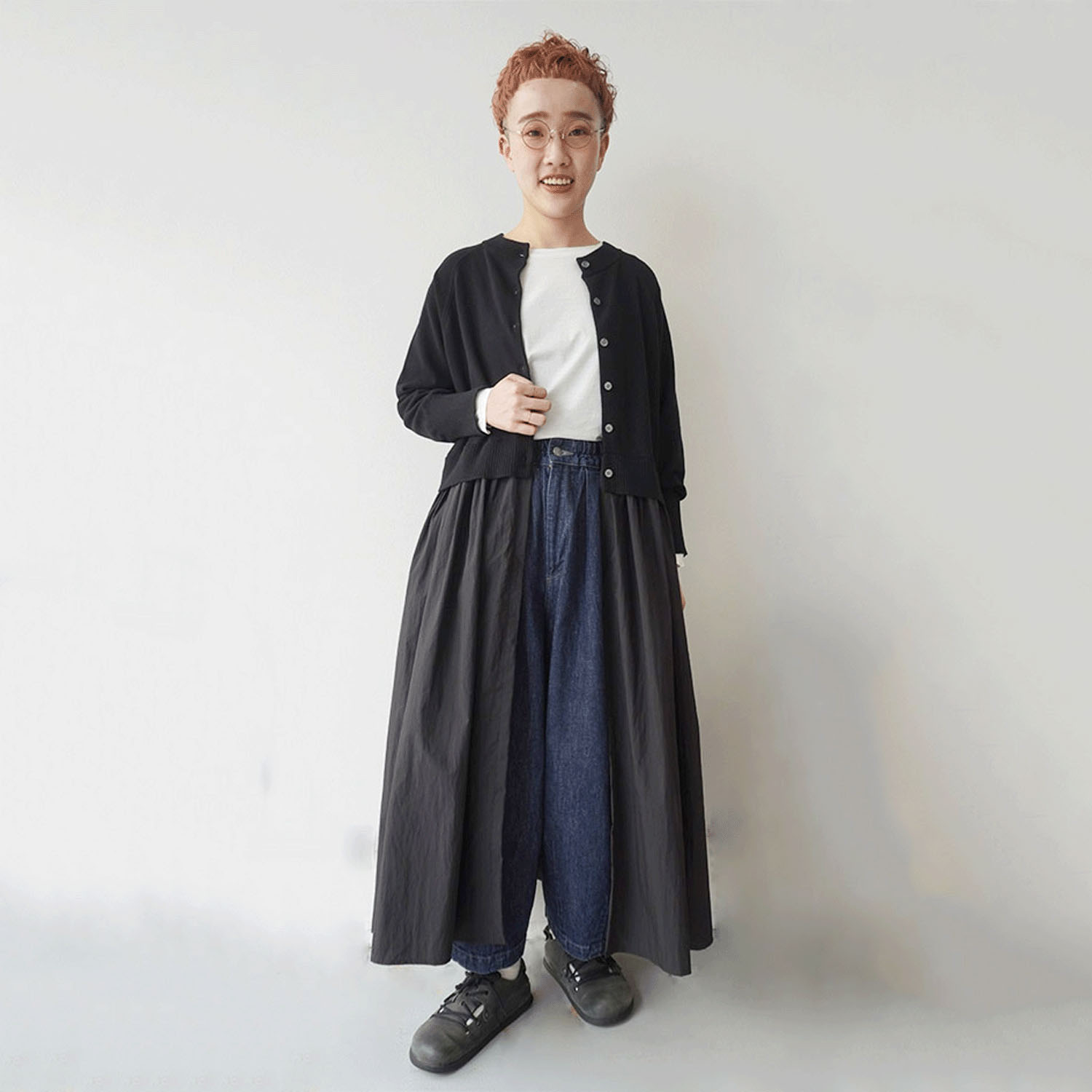 mao made 異素材切替2WAYロングカーディガン