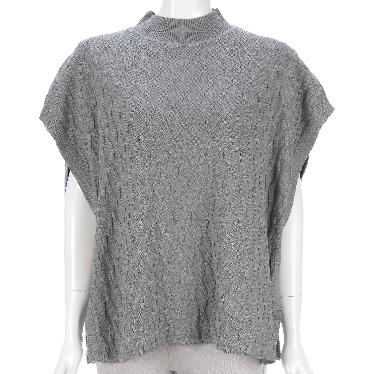 teMite 綿ニット模様編みベスト - 画像4