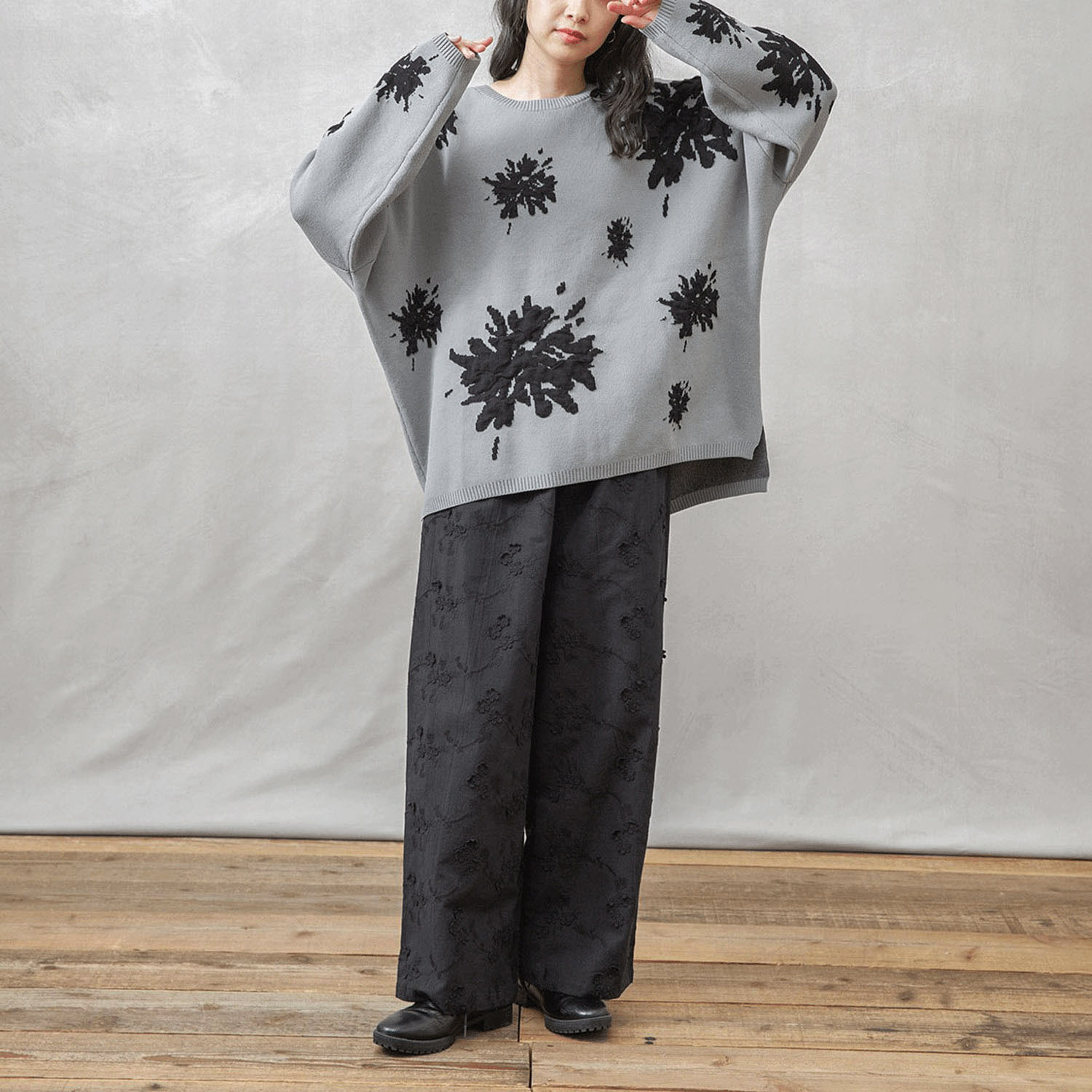 teMite 立体刺繍ワイドパンツ - 画像8