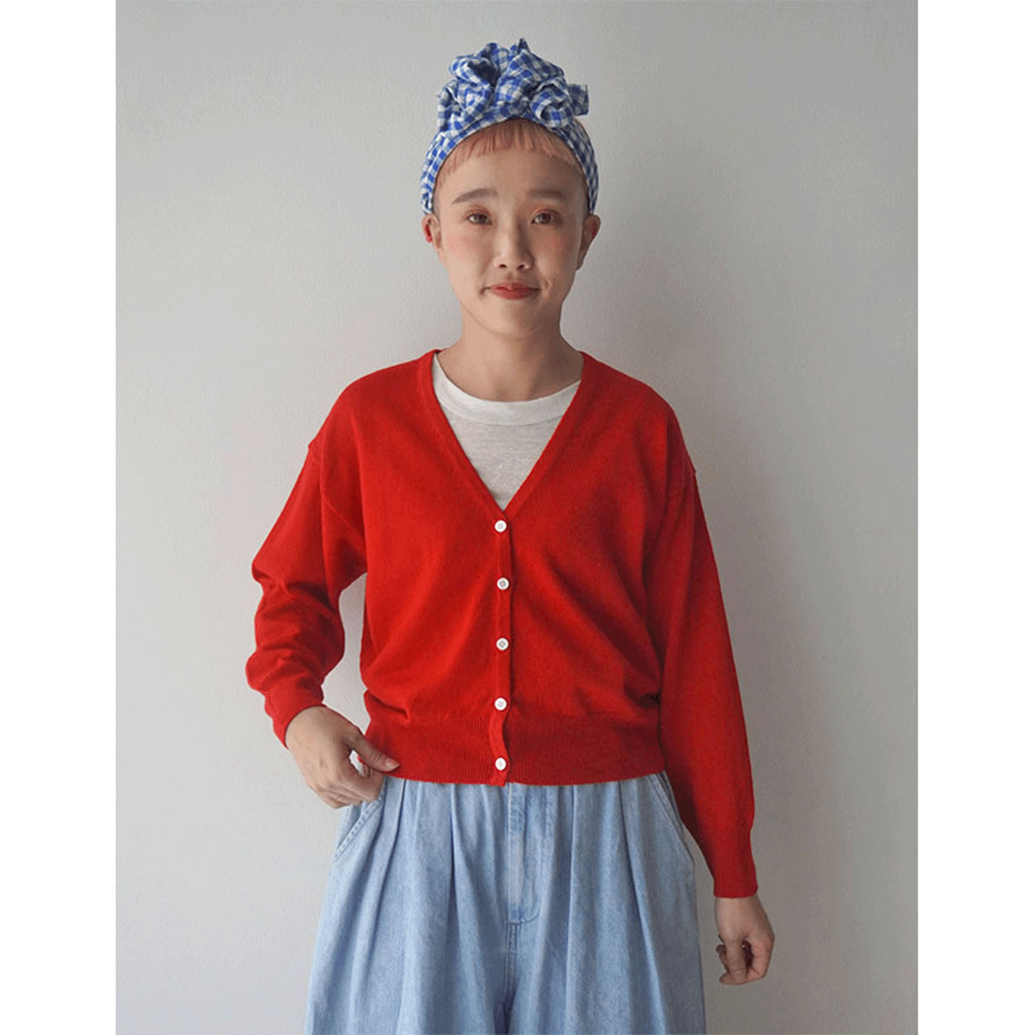 mao made Vネッククロップド丈カーディガン - 画像10