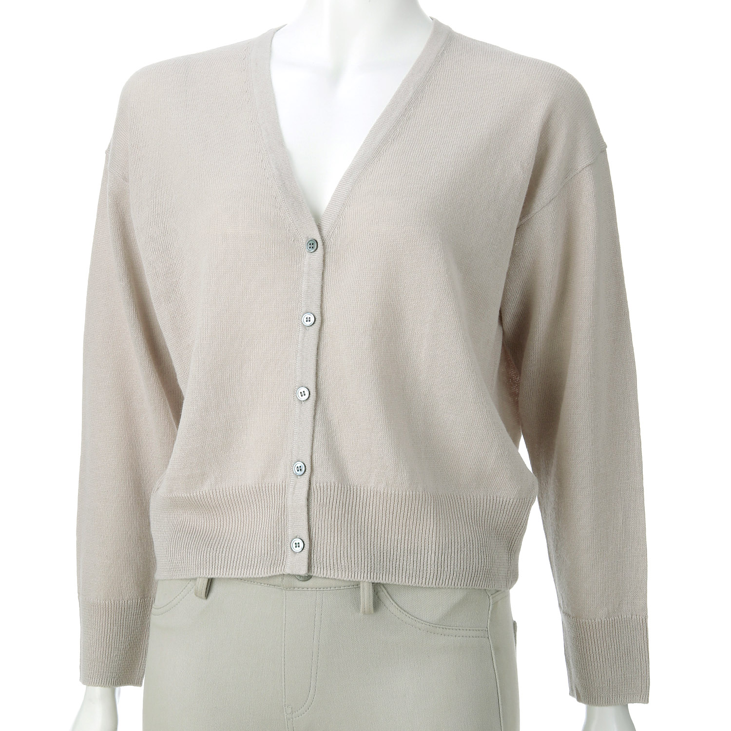 mao made Vネッククロップド丈カーディガン - 画像1