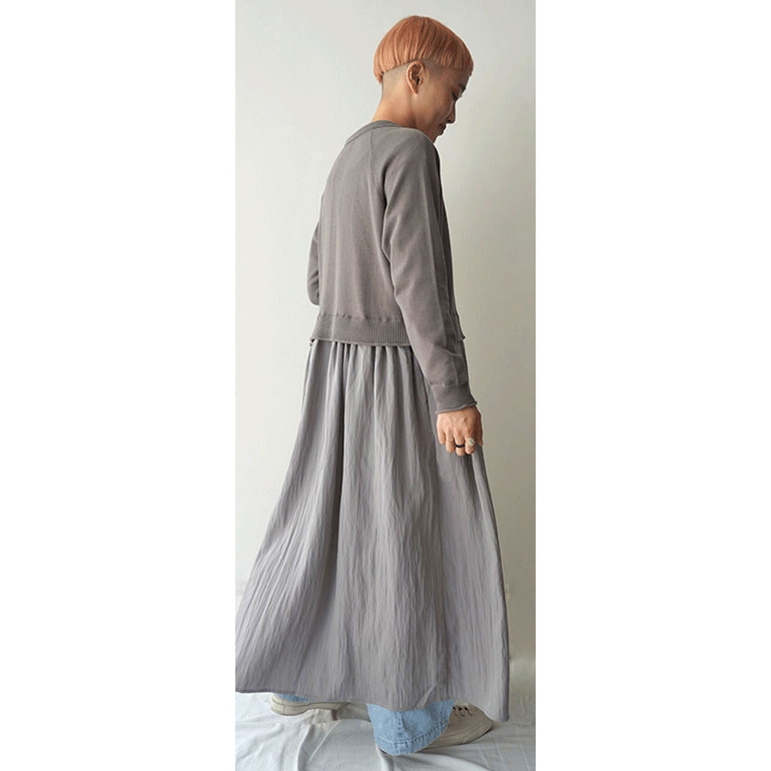 mao made 衿付きカーデ＋ひらひらスカートロングカーディガン - 画像8