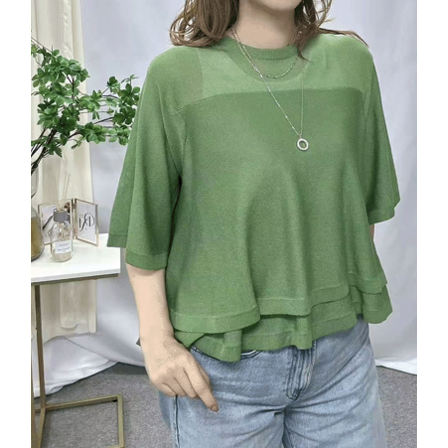 Dona Marie レイヤード風フレアニットプルオーバー - 画像2