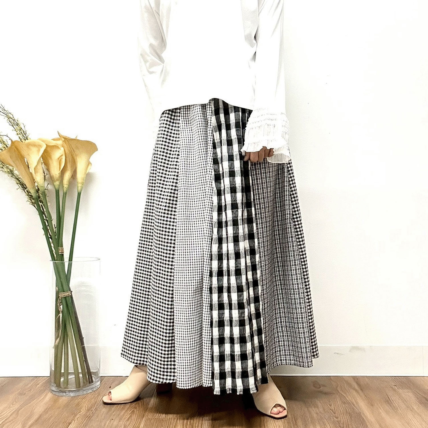 MONiLE サッカーチェック柄組み合わせスカート - 画像1