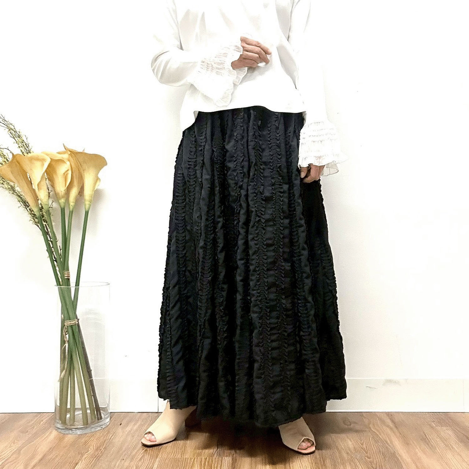 【Insta Live】MONiLE フリルストライプフレアースカート - 画像2