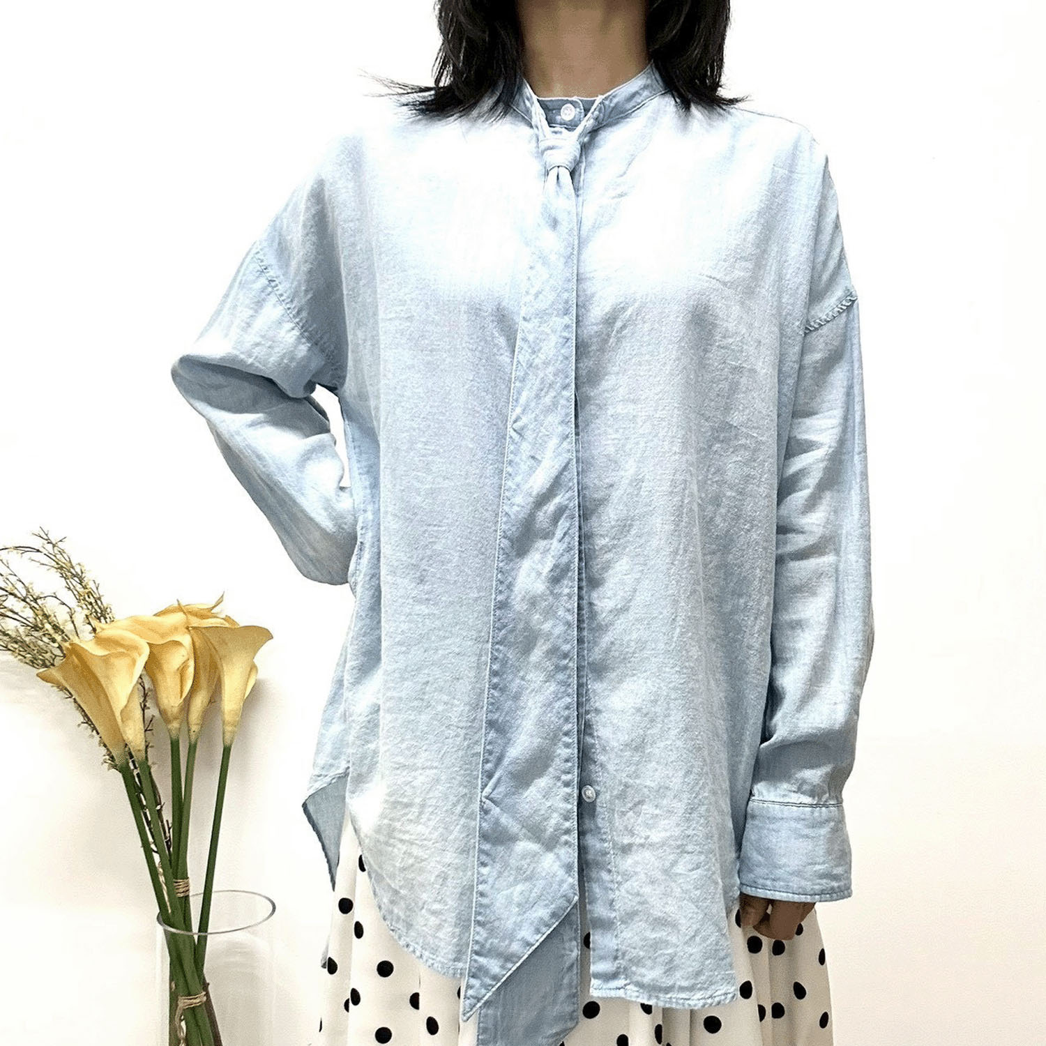 MONiLE シアーデニムボータイブラウス - 画像3