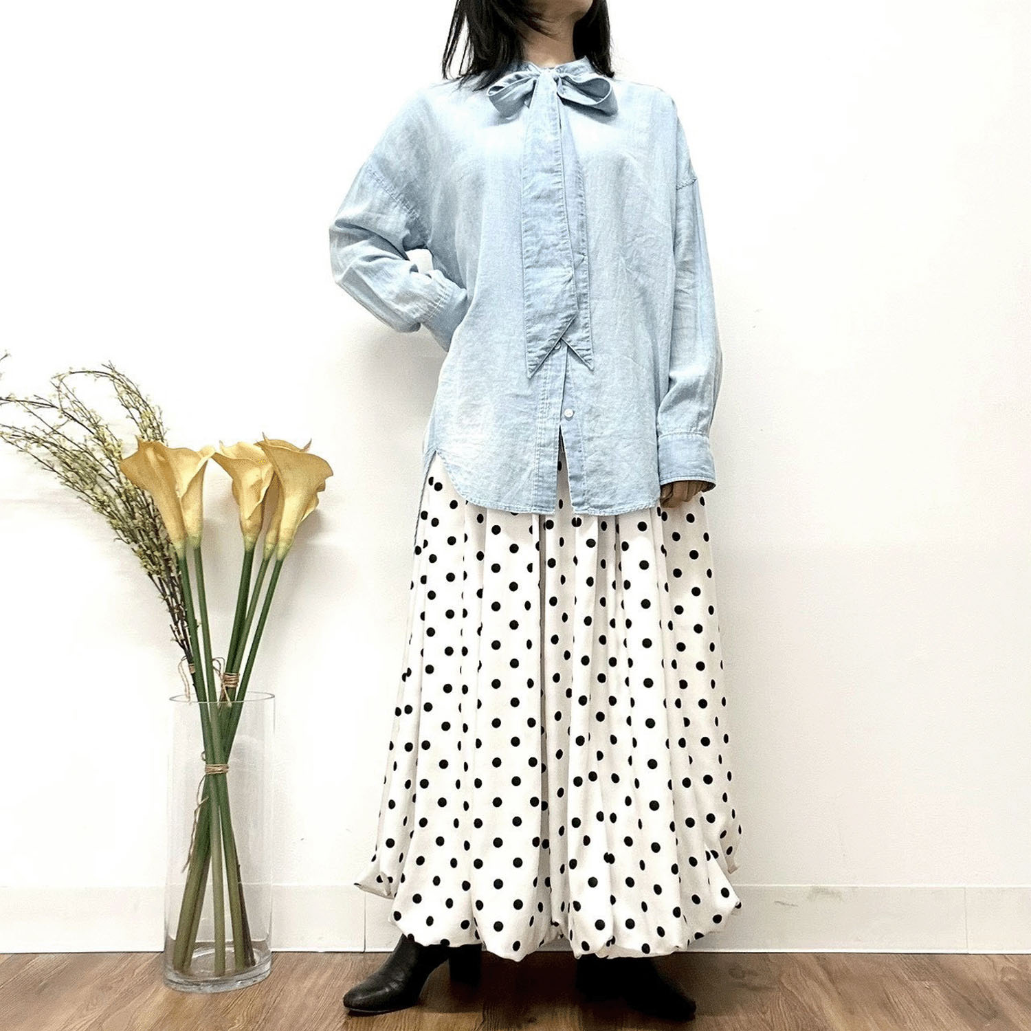 MONiLE シアーデニムボータイブラウス - 画像7