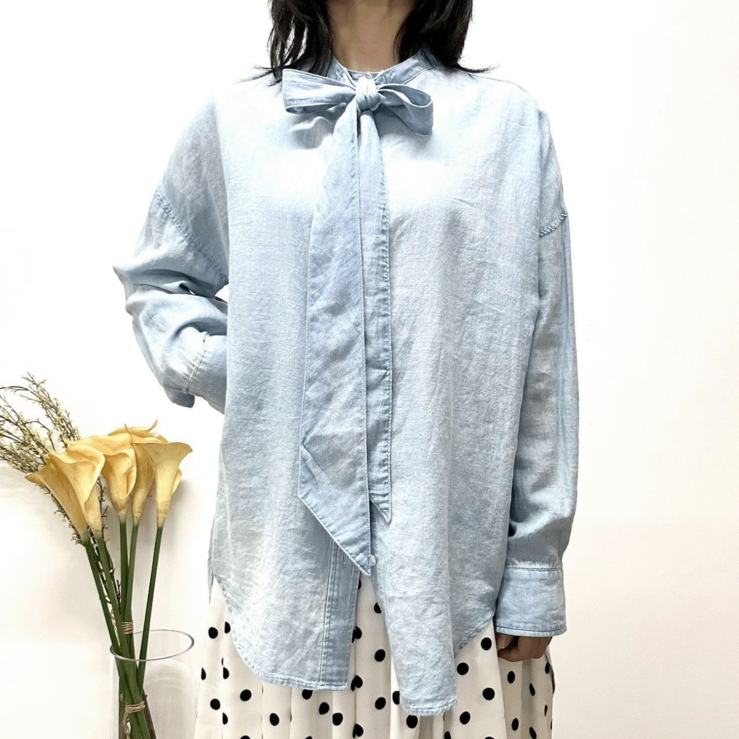 MONiLE シアーデニムボータイブラウス - 画像1