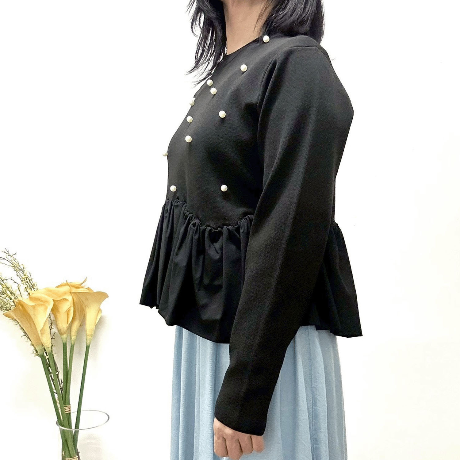 MONiLE パール付きペプラムニット - 画像6