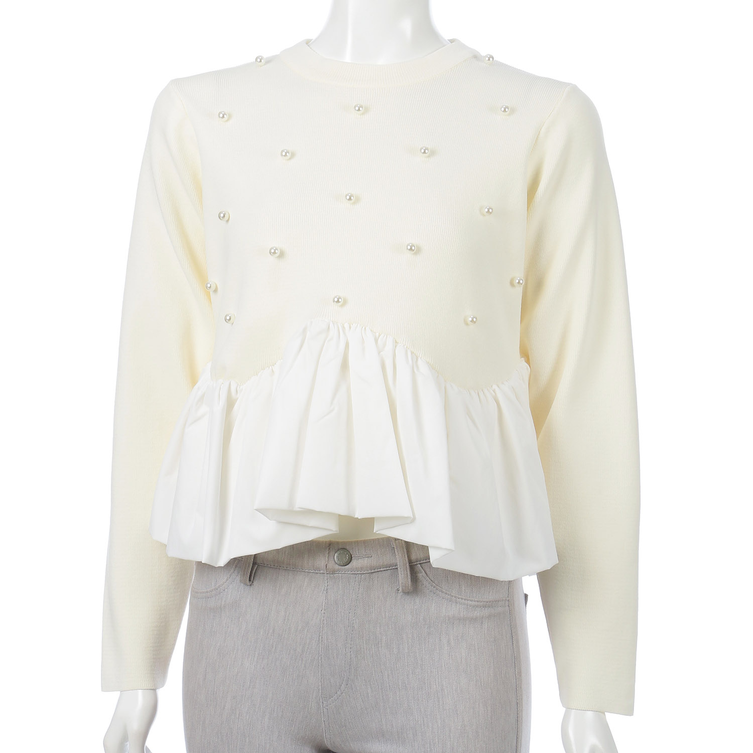 MONiLE パール付きペプラムニット - 画像10