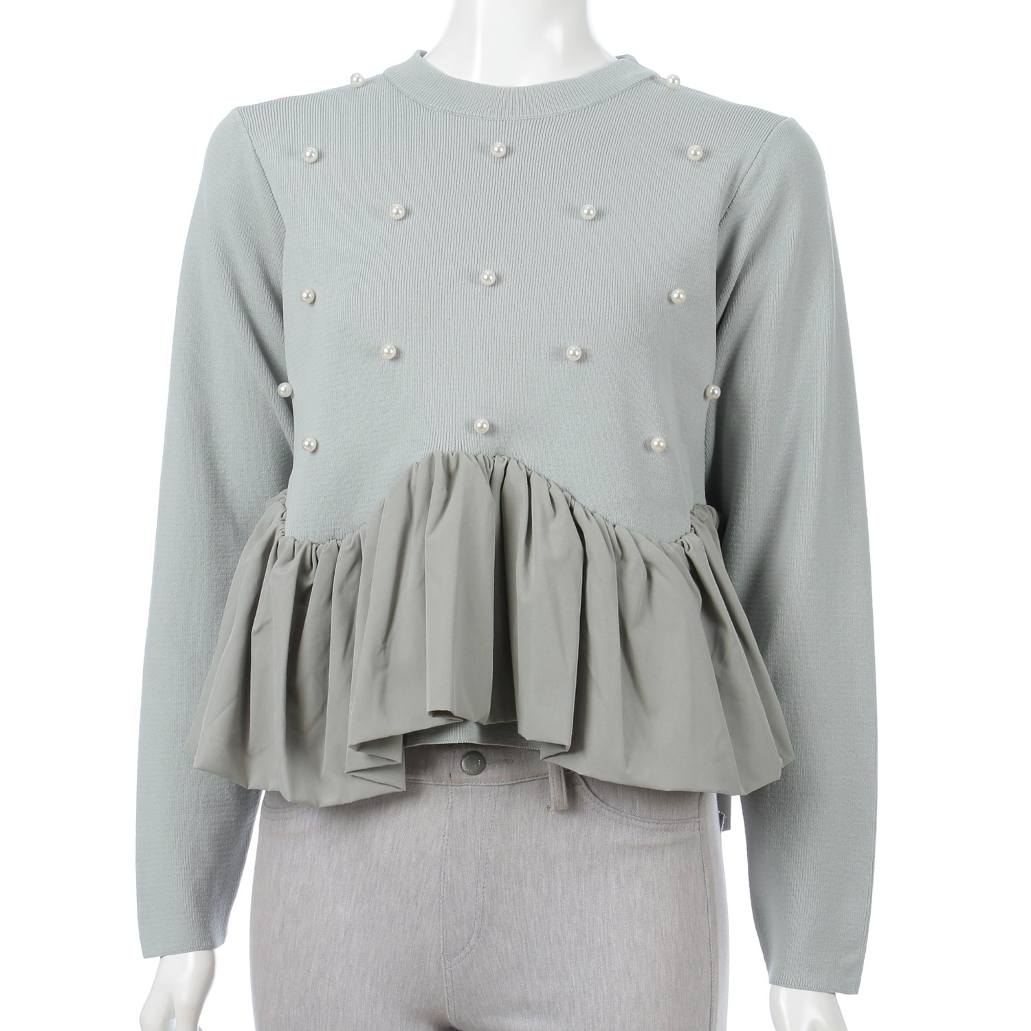 MONiLE パール付きペプラムニット - 画像1