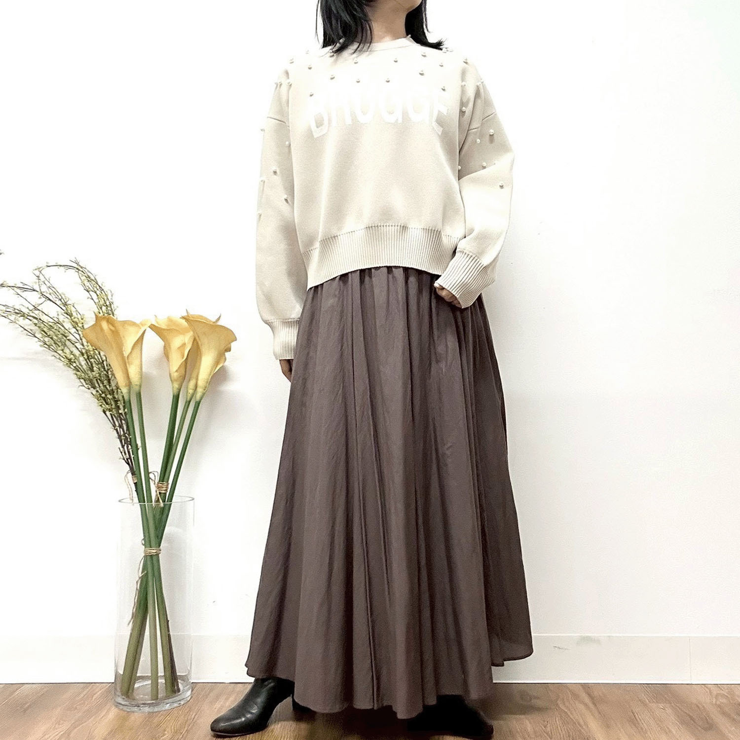 MONiLE パール付きロゴジャカードニット - 画像11