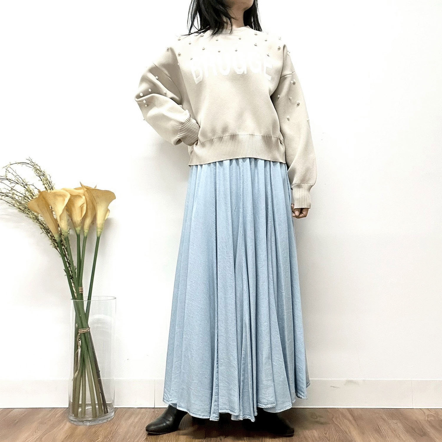 MONiLE パール付きロゴジャカードニット - 画像10