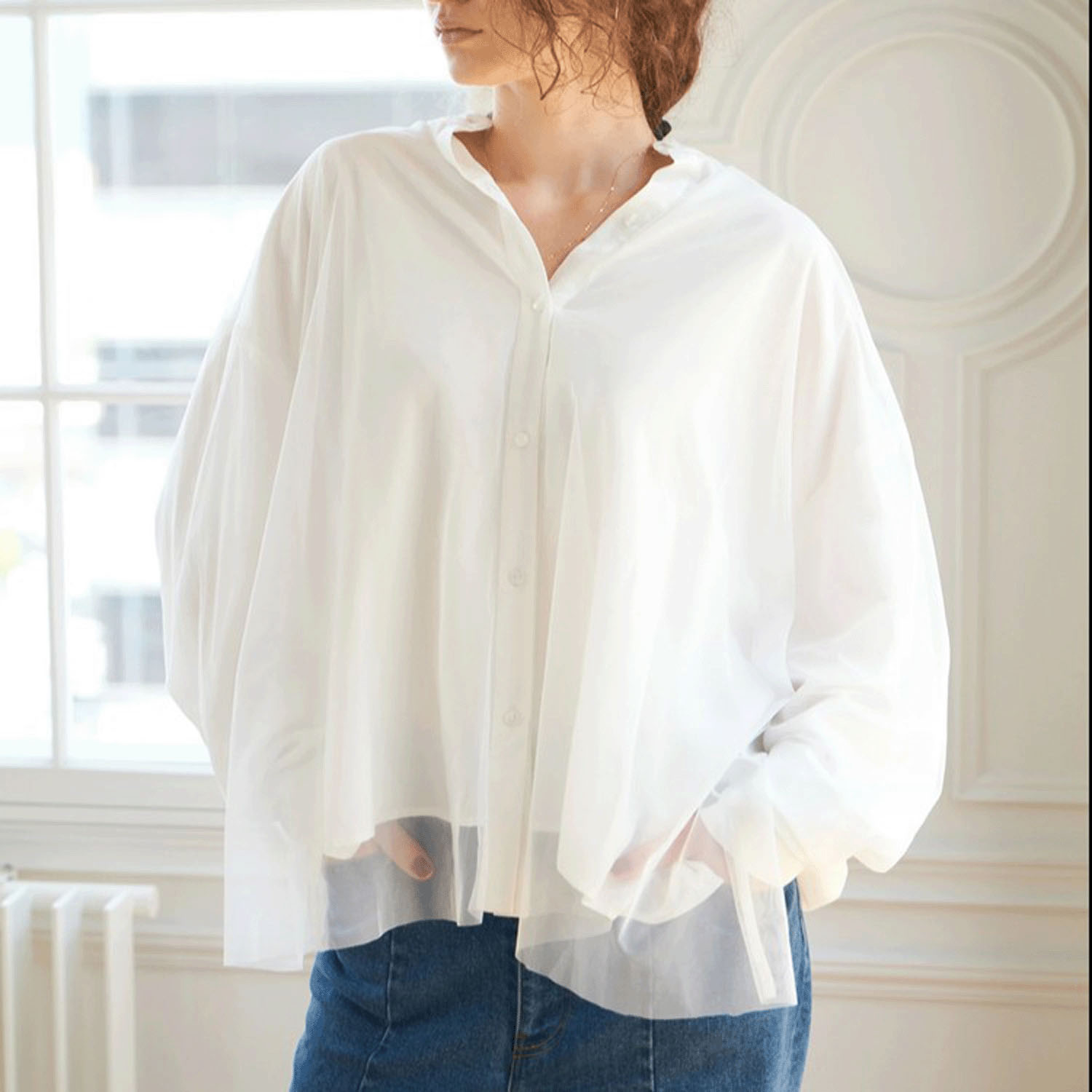 【Insta Live】Brown＆Street チュールレイヤードシャツブラウス