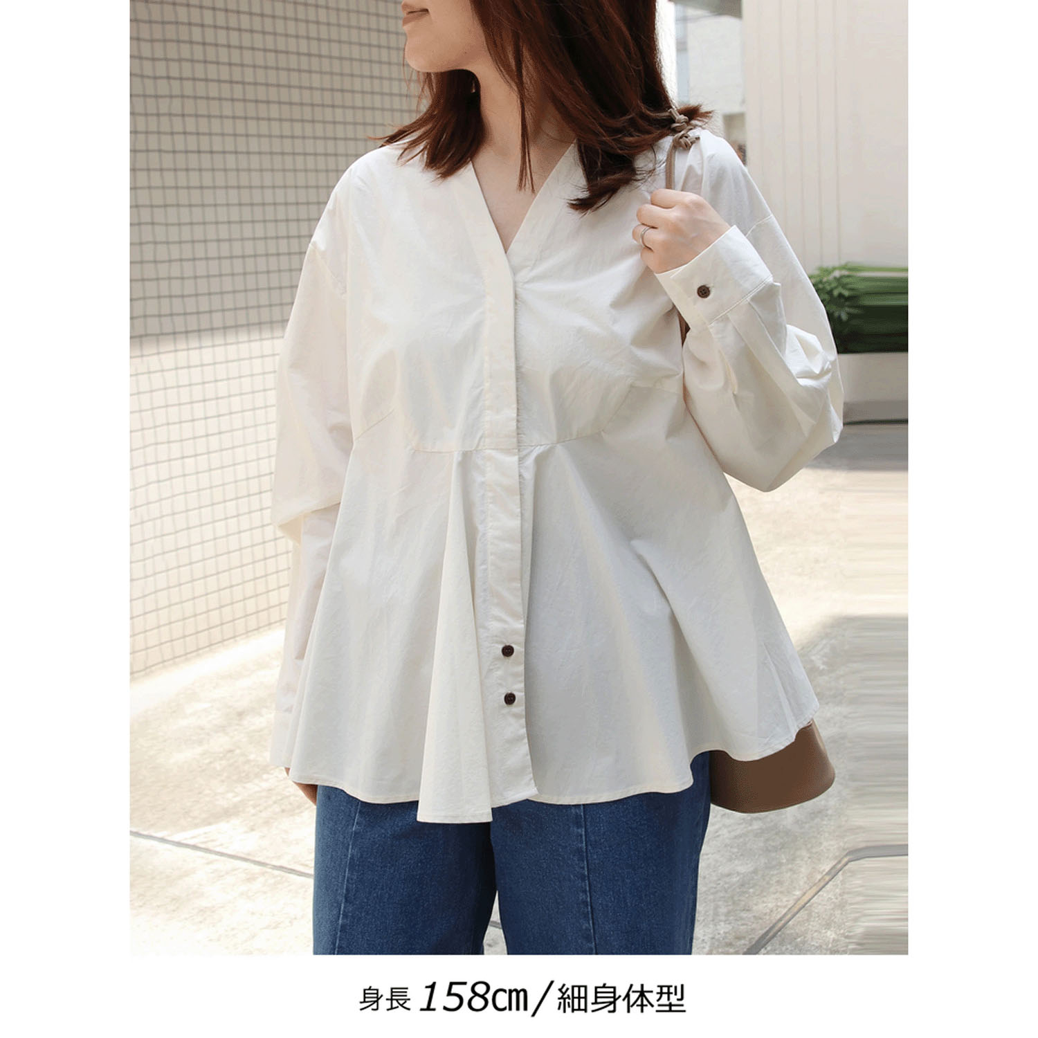 Brown＆Street Vネックペプラムシャツ - 画像12