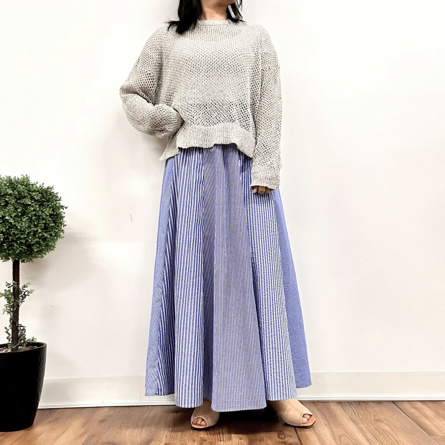 MONiLE サッカーストライプコンビロングスカート - 画像6