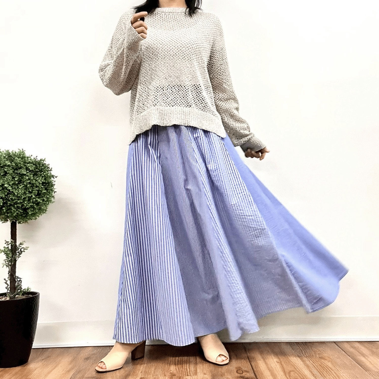 MONiLE サッカーストライプコンビロングスカート - 画像8