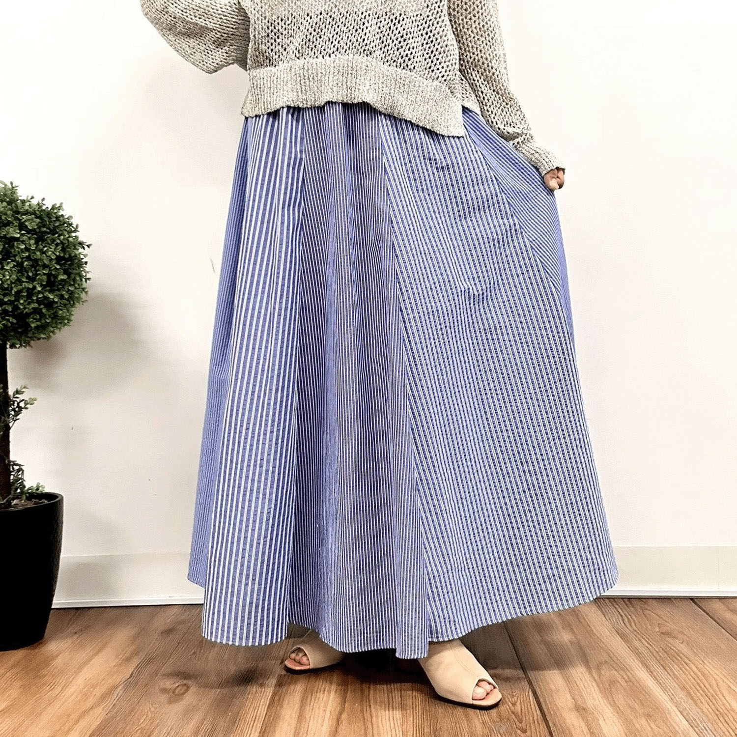 MONiLE サッカーストライプコンビロングスカート - 画像1